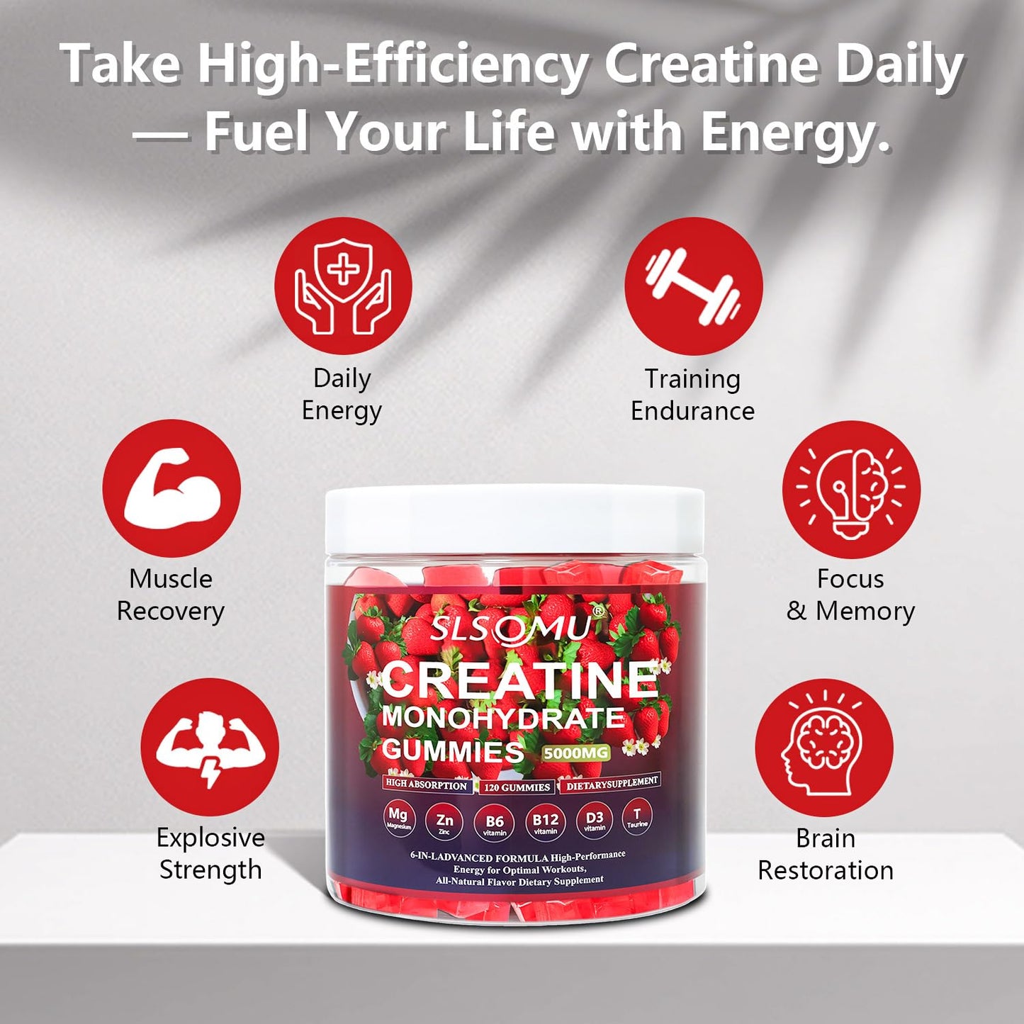 Slsomu Creatine Monohydrate 5000mg, 120 Gummies