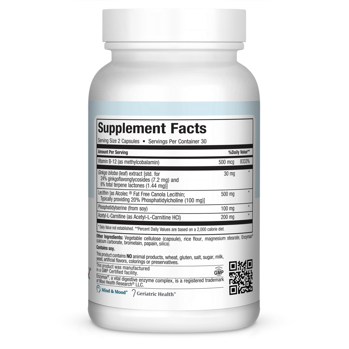 Maxi Health Focusmax Nootropic Brain Supplement for Memory, Focus & Mood Support, 60 Vegetarian Capsules