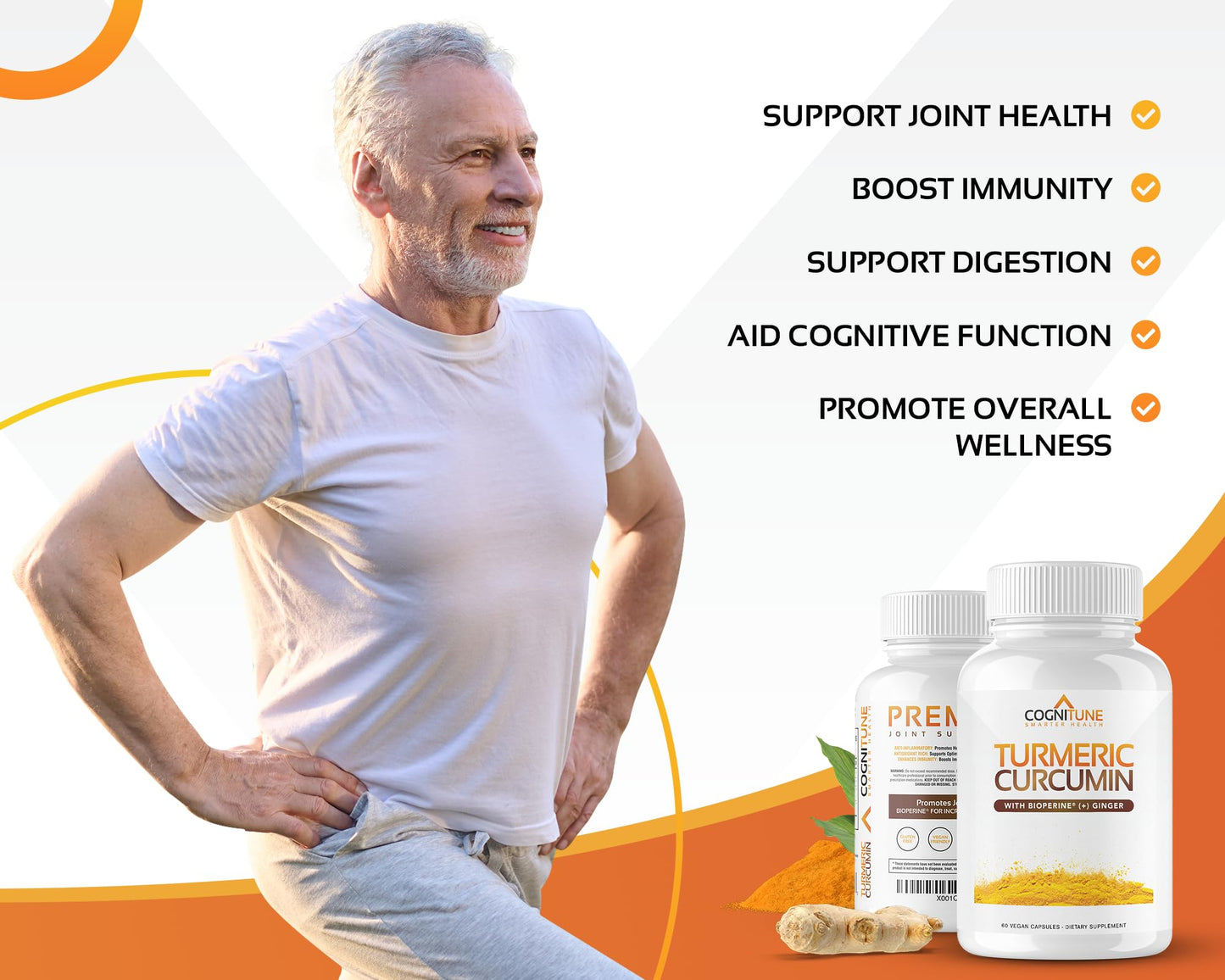 CogniTune Organic Turmeric & Ginger with BioPerine Capsules, 60