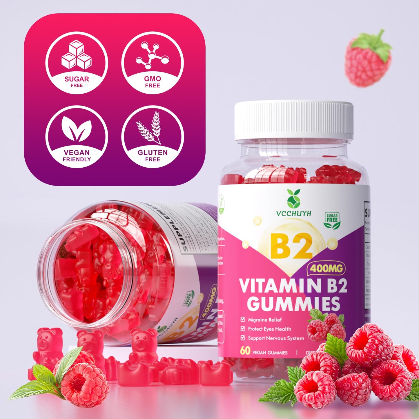 VCCHUYH Vitamin B2 Gummies 60 Count