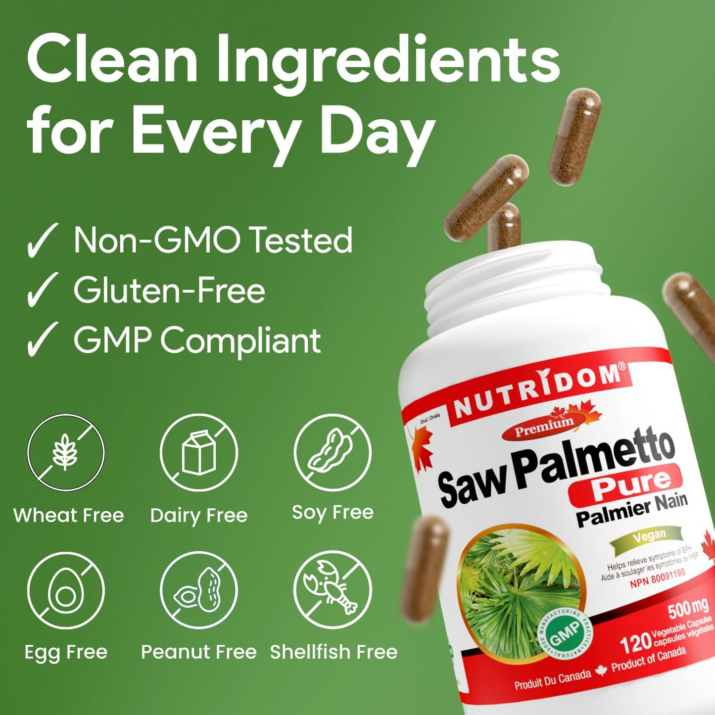 Nutridom Saw Palmetto 500mg Capsules, 120 Count