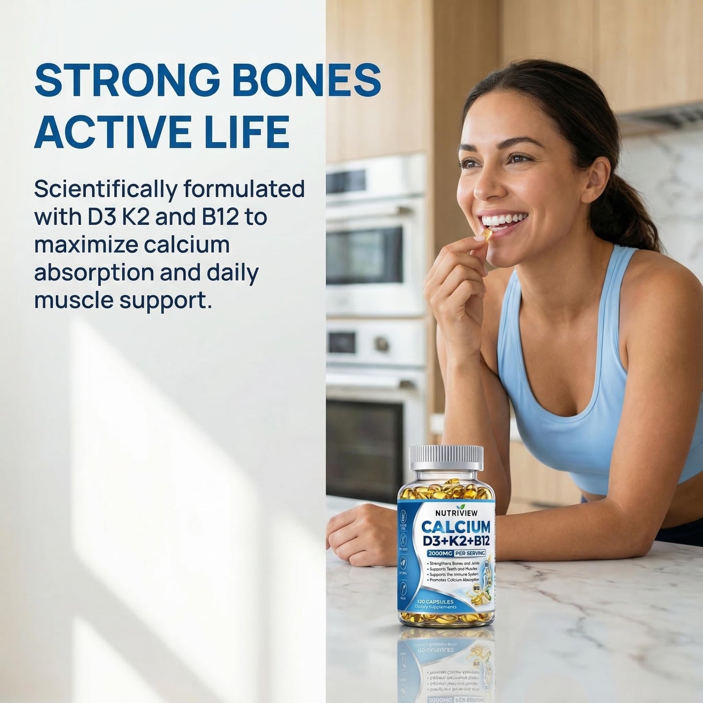 TAWODIUM Nutriview Calcium D3 + K2 + B12 Softgel, 1 Count