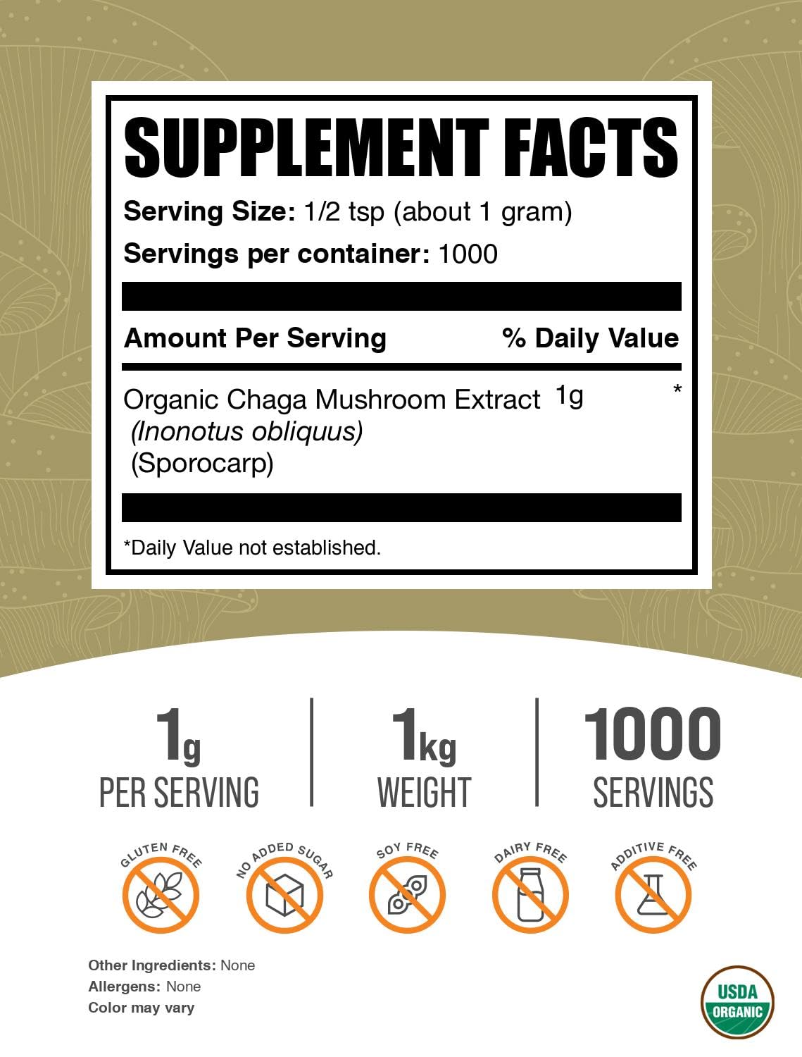BulkSupplements Organic Chaga Mushroom Extract Powder - 35.2 oz