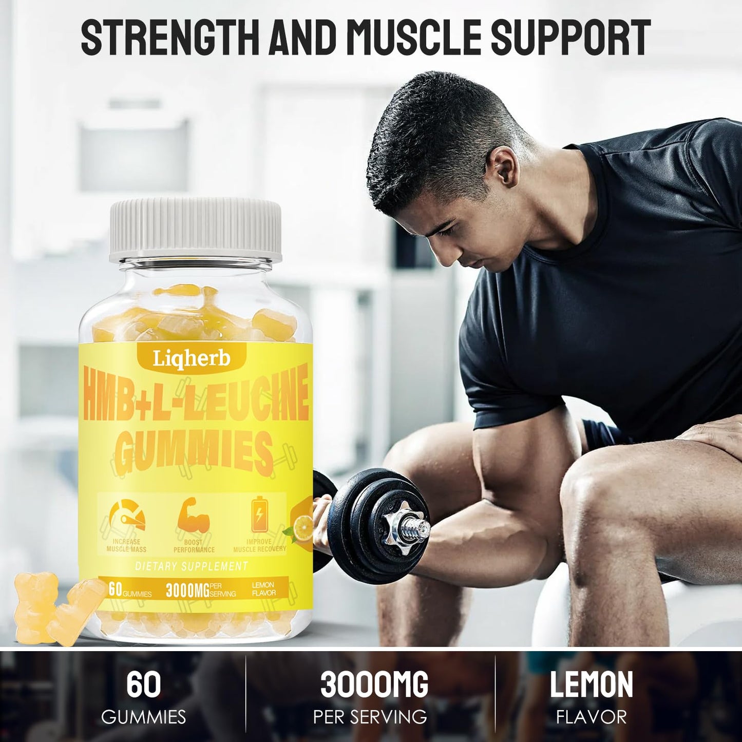 Liqherb HMB and Leucine Gummies, 120 Gummies