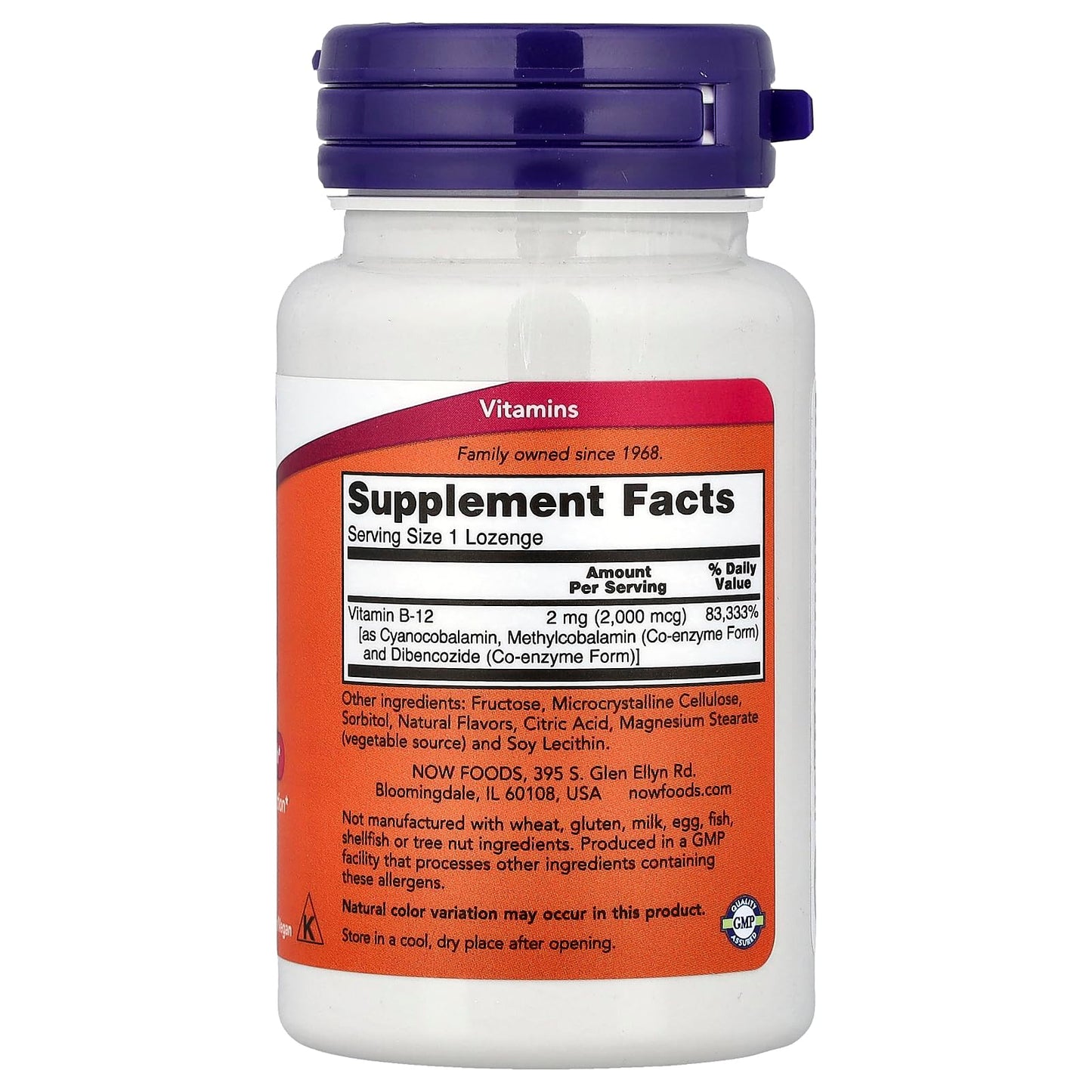 NOW Foods Vitamin B-12 2000 mcg Lozenges, 200 Count