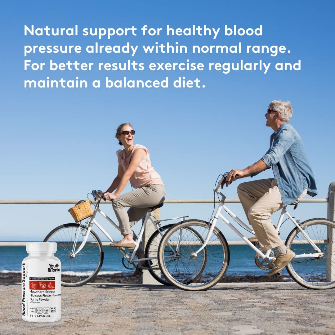 Youth & Tonic Natural Blood Pressure Support Supplement Capsules 30 Count