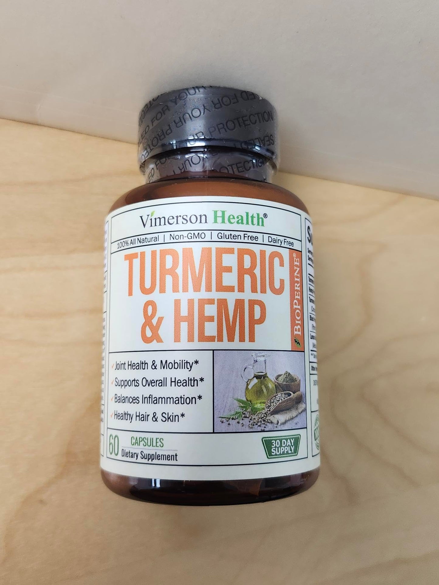 Vimerson Health Boswellia Turmeric Curcumin Supplement with Hemp Seeds & Lemon Balm Extract – Joint Health & Mobility – Black Pepper for Absorption – Natural Joint Supplement Capsule 120 Count