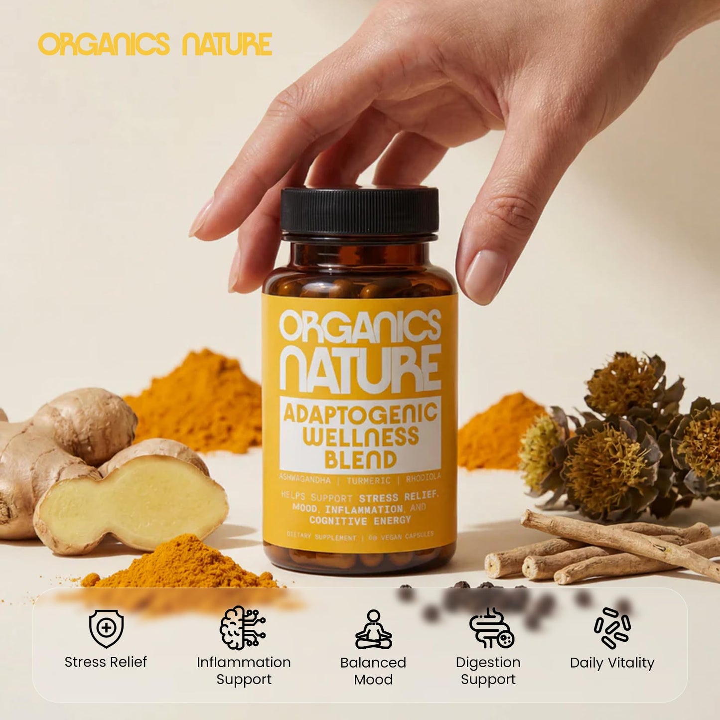 ORGANICS NATURE Adaptogenic Wellness Blend Capsules, 60 Capsules