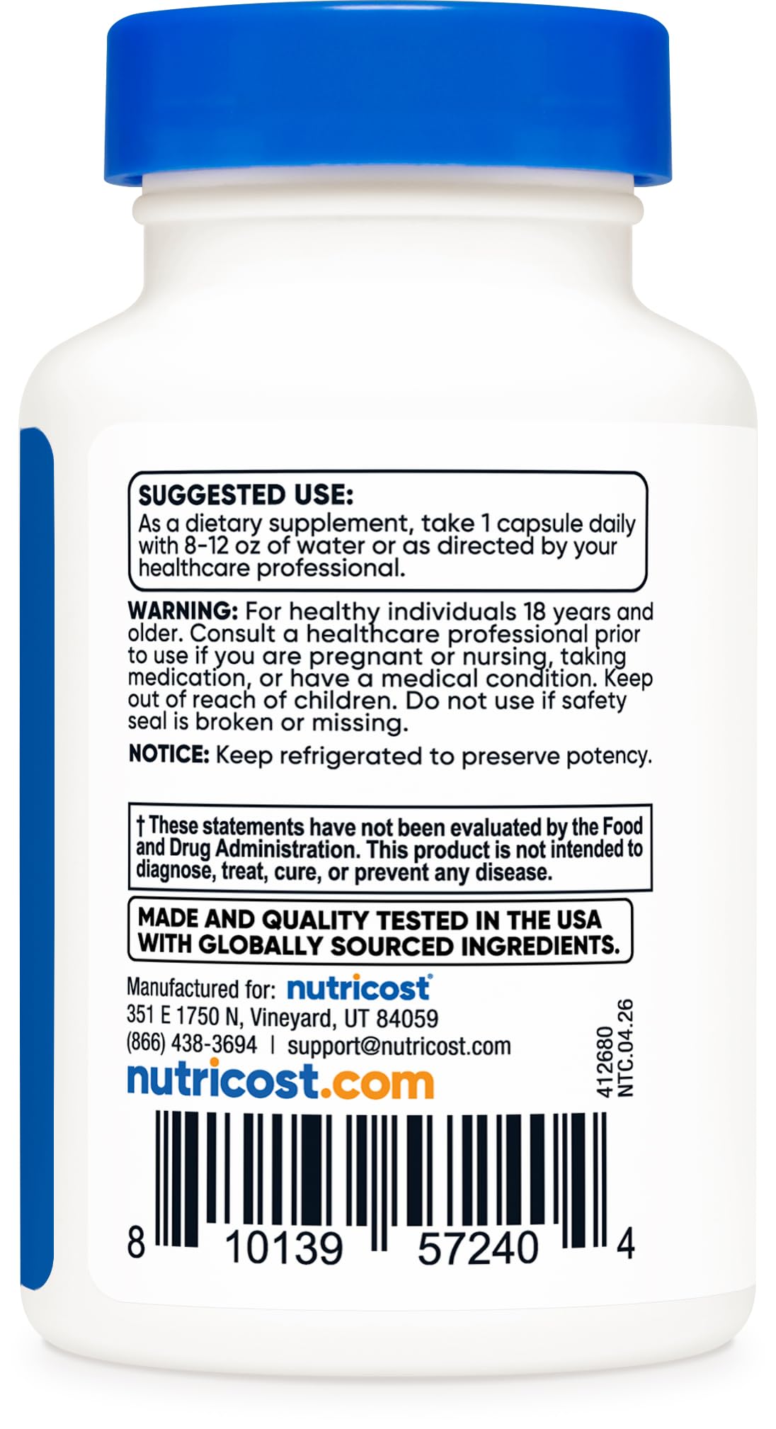 Nutricost Probiotic Complex Capsules, 60 Count, 50 Billion CFU, Vegetarian, Non-GMO, Gluten Free