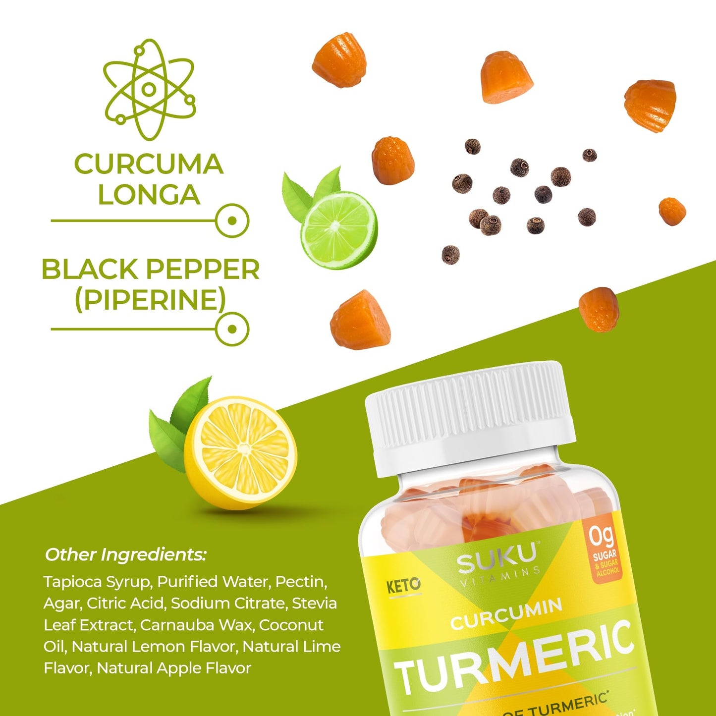 SUKU Turmeric Curcumin Sugar Free Gummies 50 Count