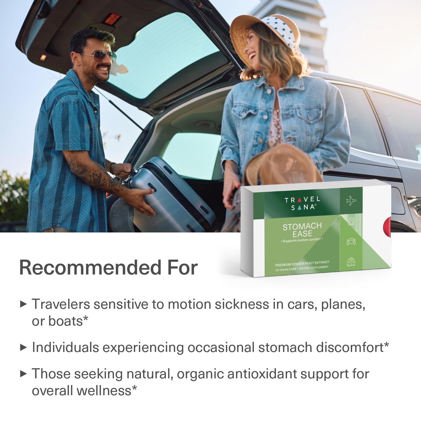 TRAVELSANA Organic Ginger Supplement Capsule 30 Count