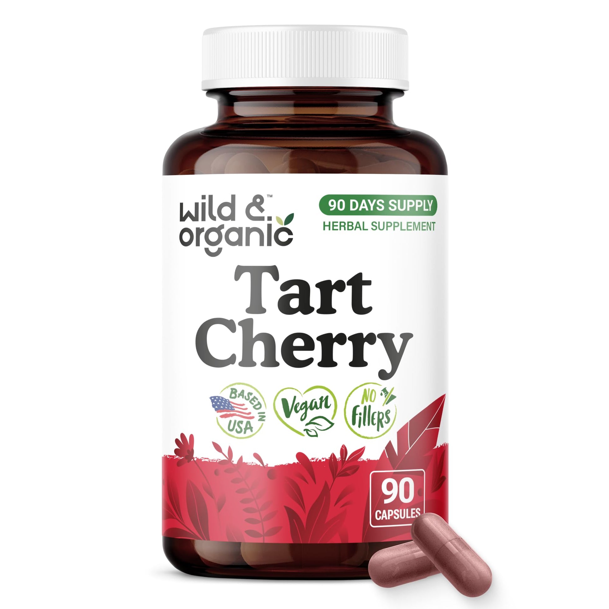 Wild & Organic Tart Cherry 600 mg Capsules, 90 Count