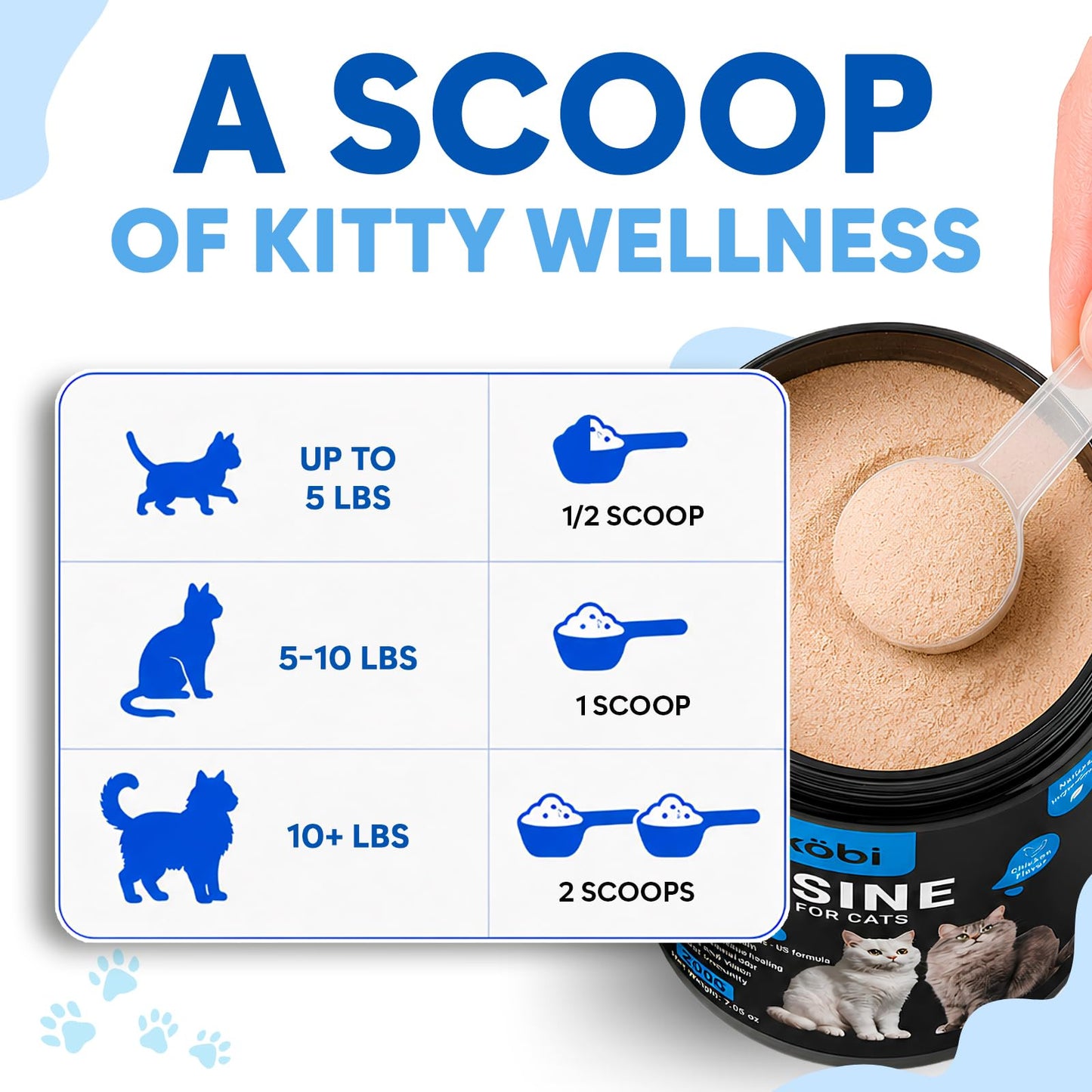 OKKÖBI L Lysine for Cats & Kittens Powder, 200 Servings