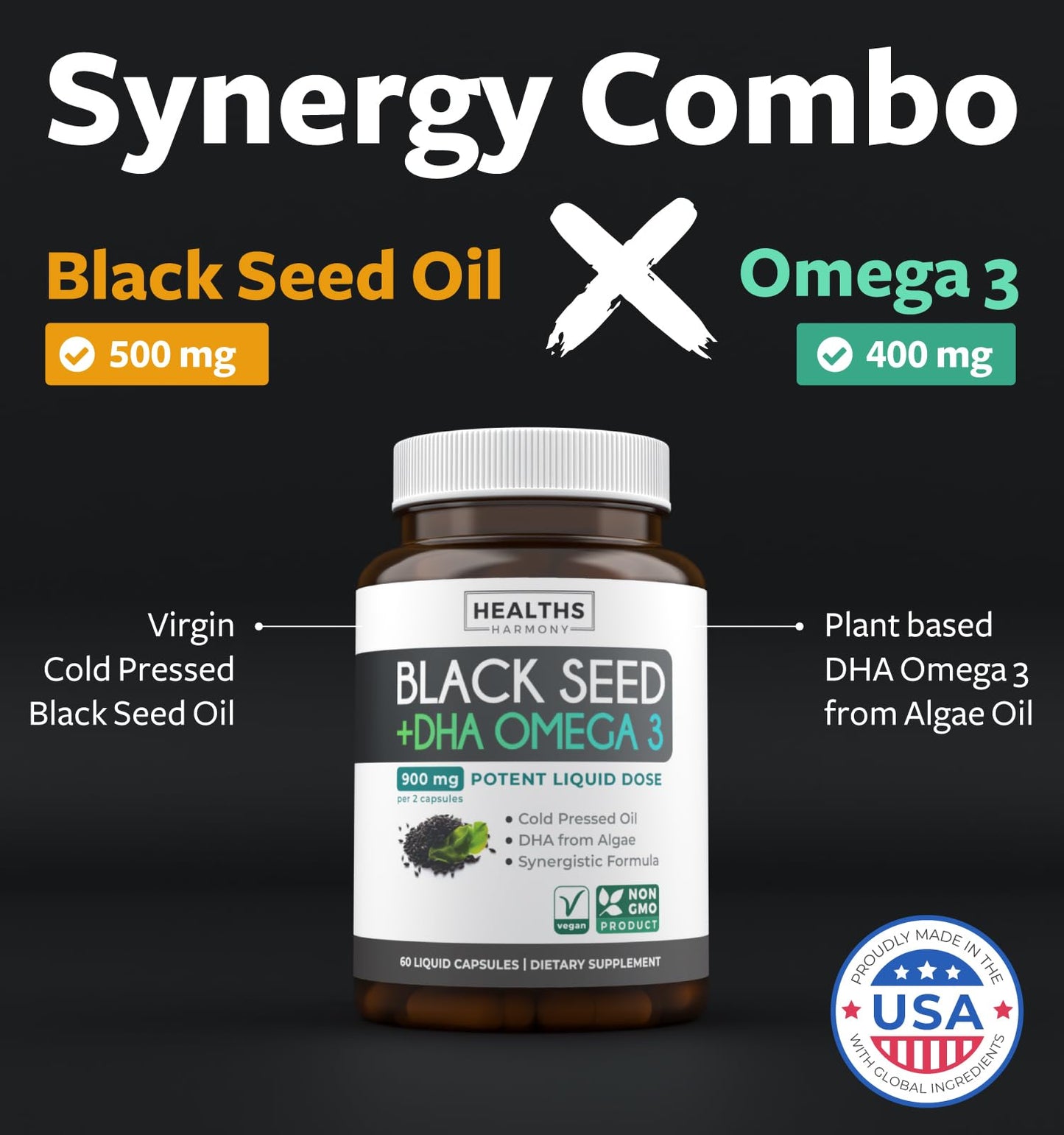 Healths Harmony Cold-Pressed Black Seed Oil Capsules 30 Count