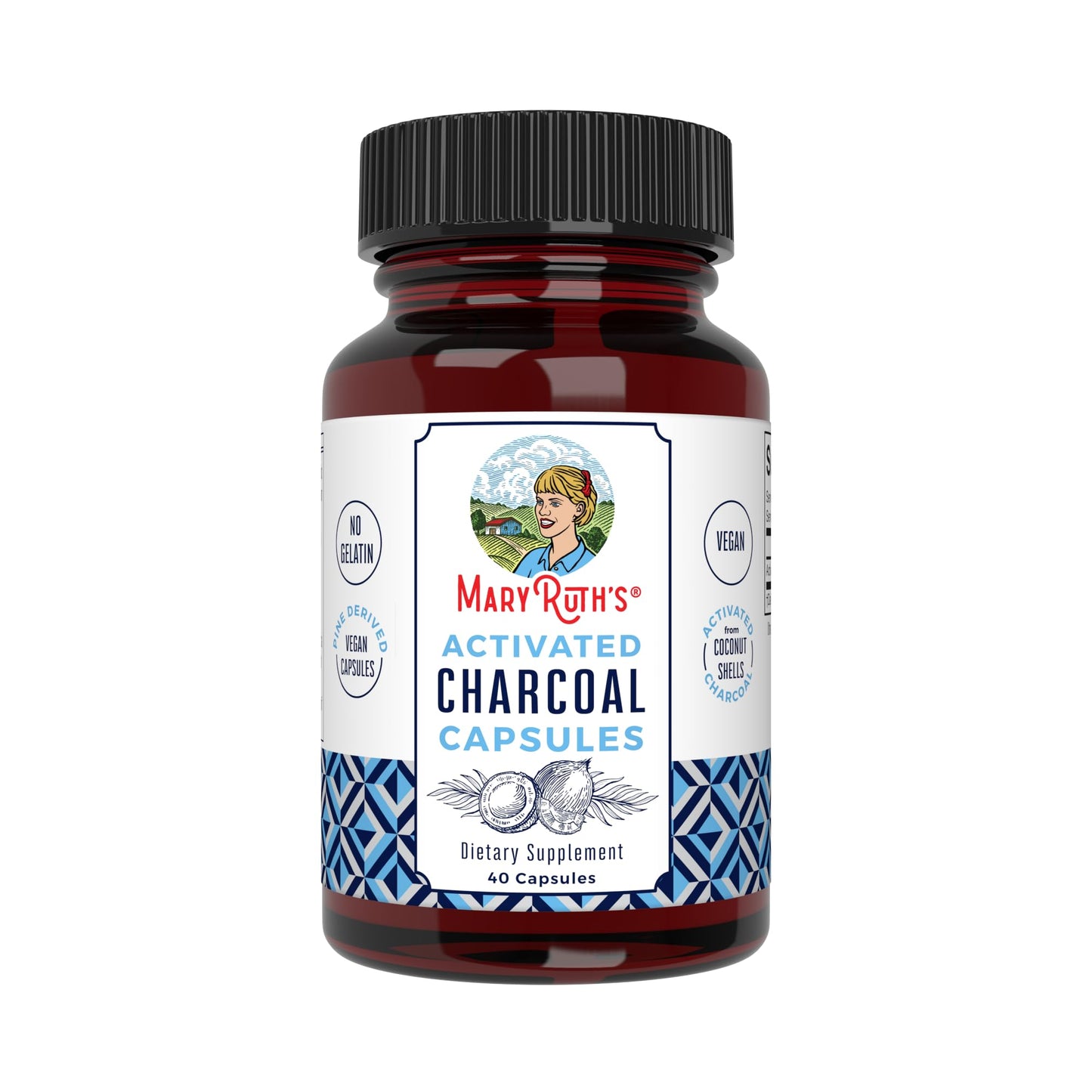 MARYRUTH'S Activated Charcoal 950 mg Capsules, 40 Count