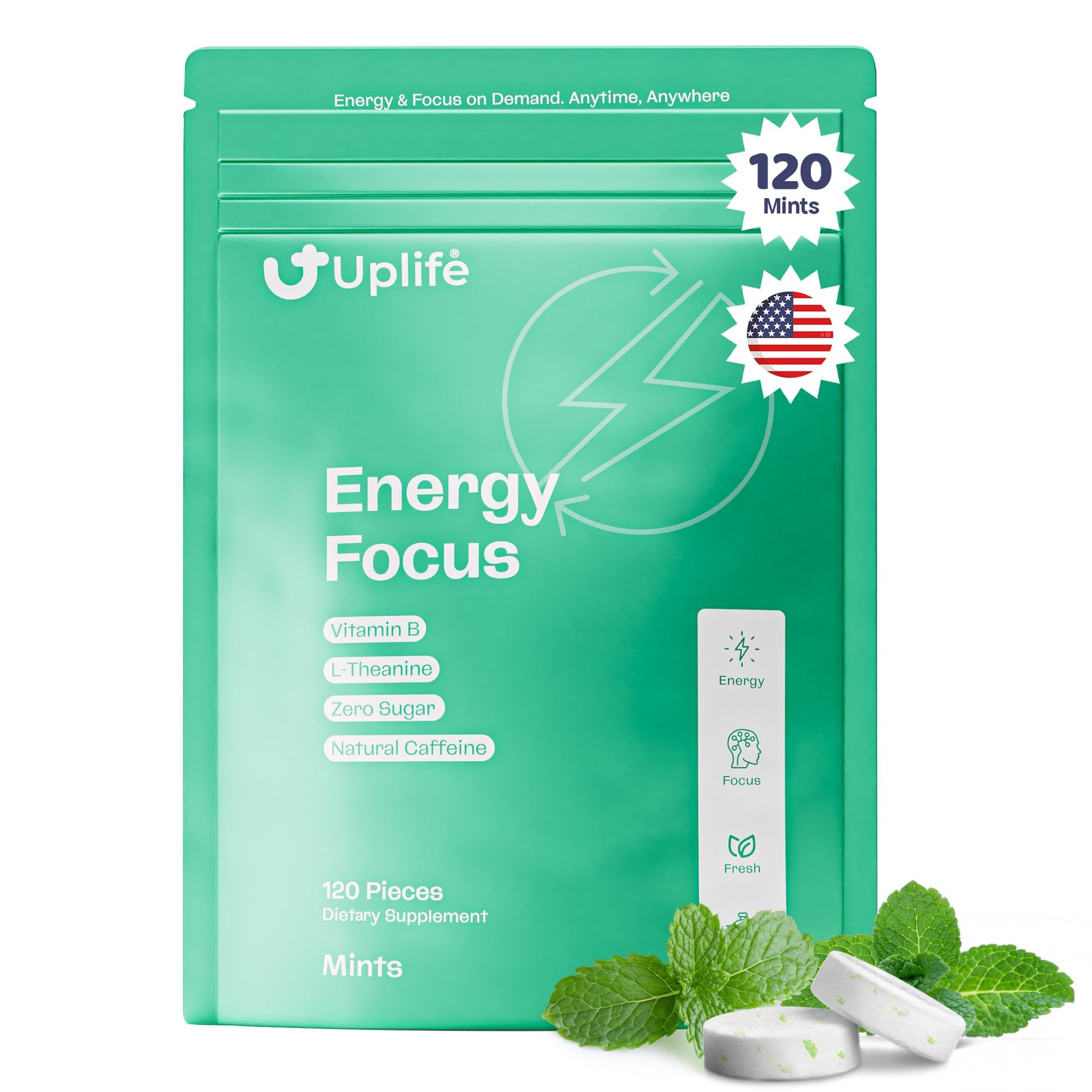 UPLIFE Energy and Focus Mint Chewables 120 Count