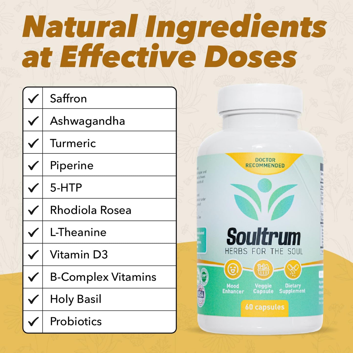 Soultrum Mood Support Supplement Capsule, 60 Capsules