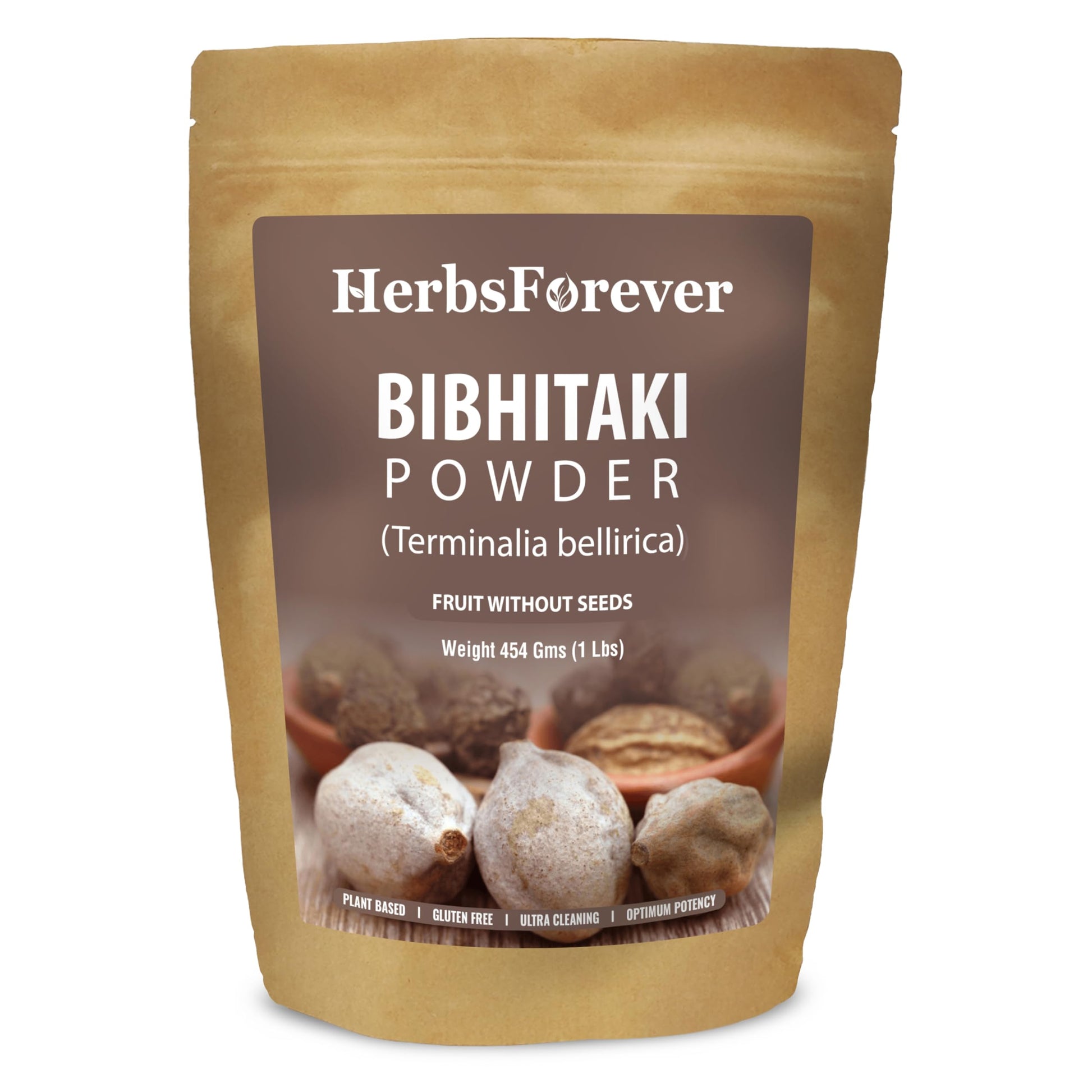 Herbsforever Bibhitaki (Terminalia bellirica) Fruit Powder Without Seed for Digestion & Kapha Detoxification, 16 Ounce