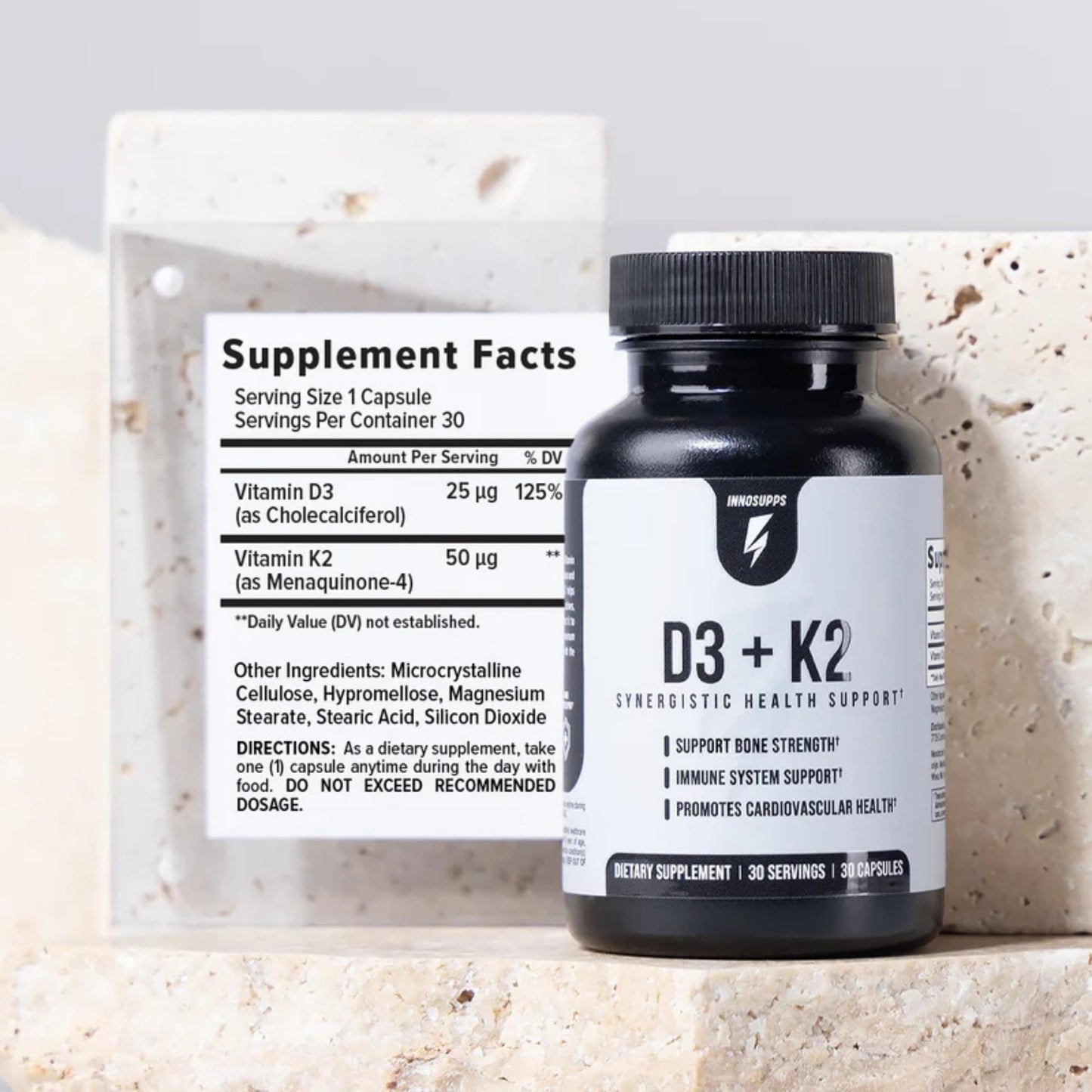 InnoSupps D3+K2 Vitamin K2 and D3 Supplement with Magnesium Capsules 30