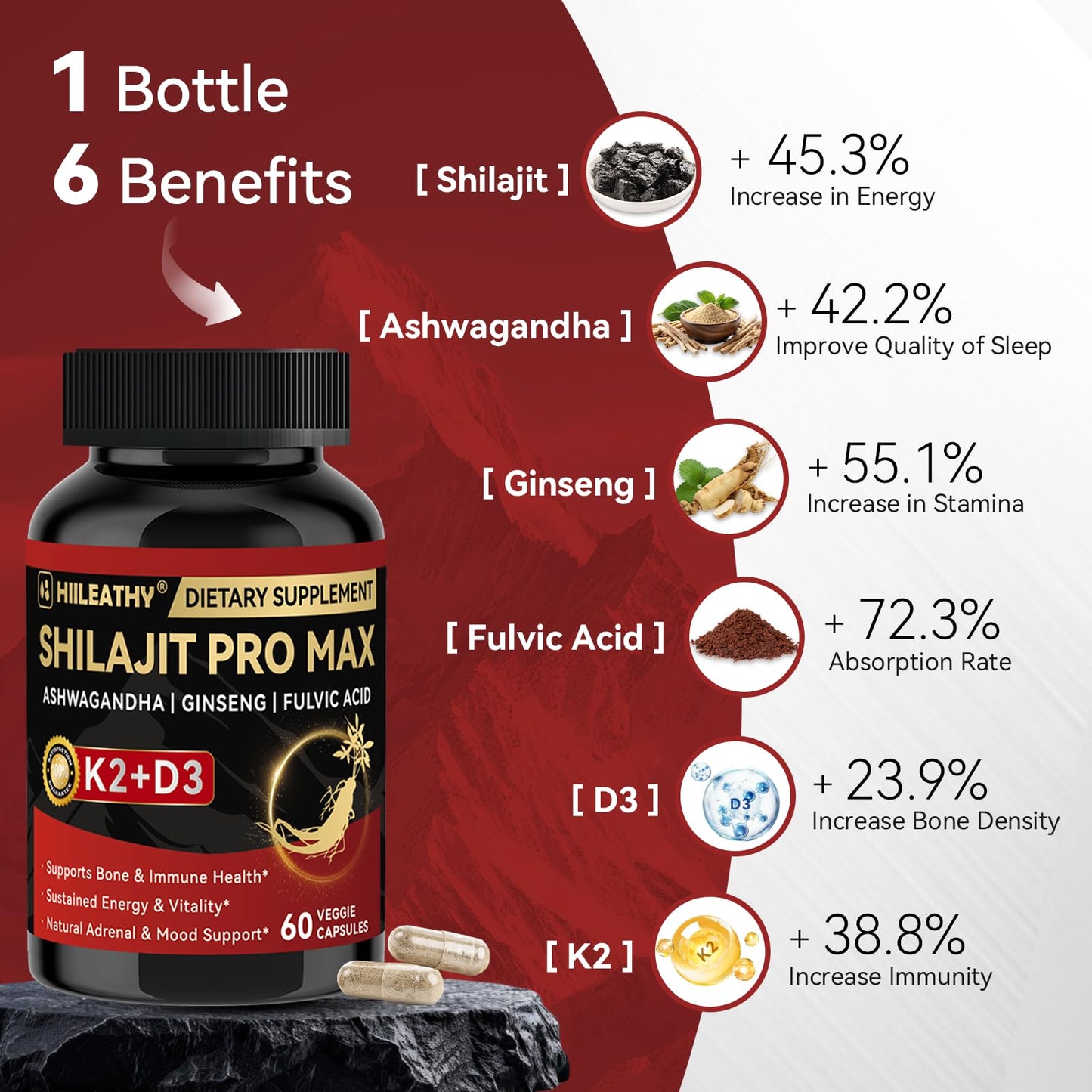 HIILEATHY Shilajit Capsule, 60 Capsules