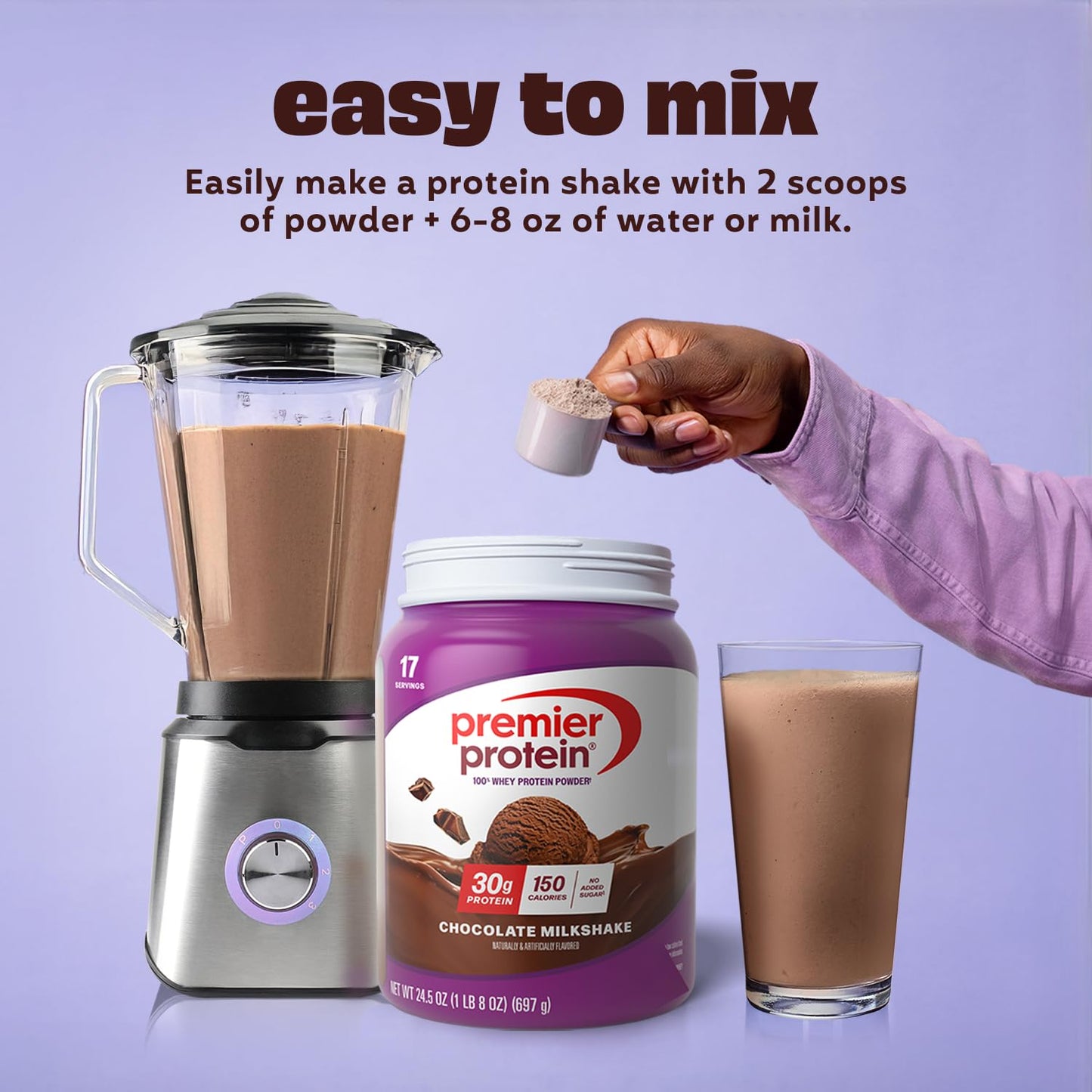 Premier Protein 30g High Protein Powder, 100% Whey, Chocolate, 24.5 oz