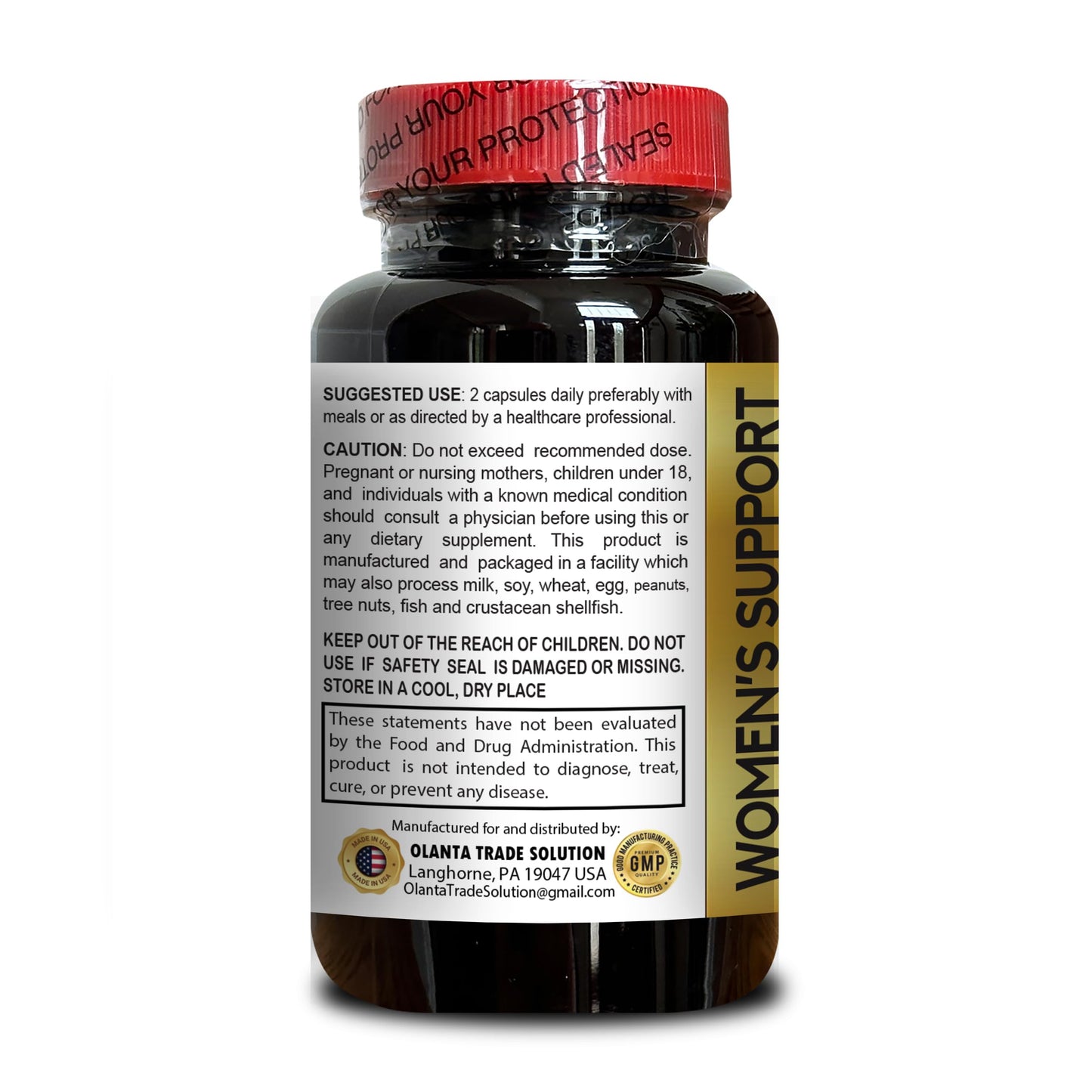 OLANTA TRADE SOLUTION Women's Support - chasteberry, Black Cohosh, red Clover, and Wild Yam Root | Dong quai Supplement | Blessed Thistle Organic, 60 Capsules