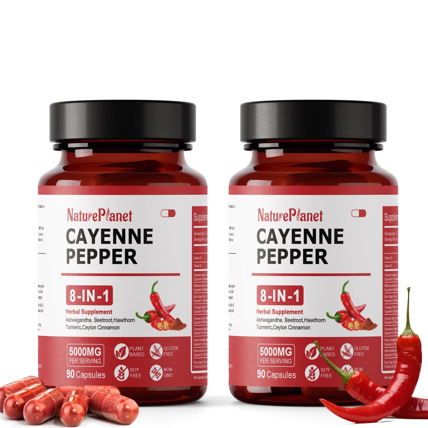 NaturePlanet Vascu Flow Cayenne Pepper Capsules, 90 Count