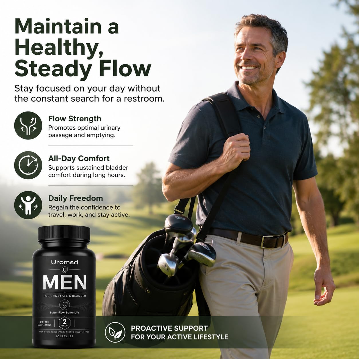 Fari Hair Uromed Men’s Daily Wellness Support Supplement with Pumpkin Seed, Saw Palmetto, 60 Capsules