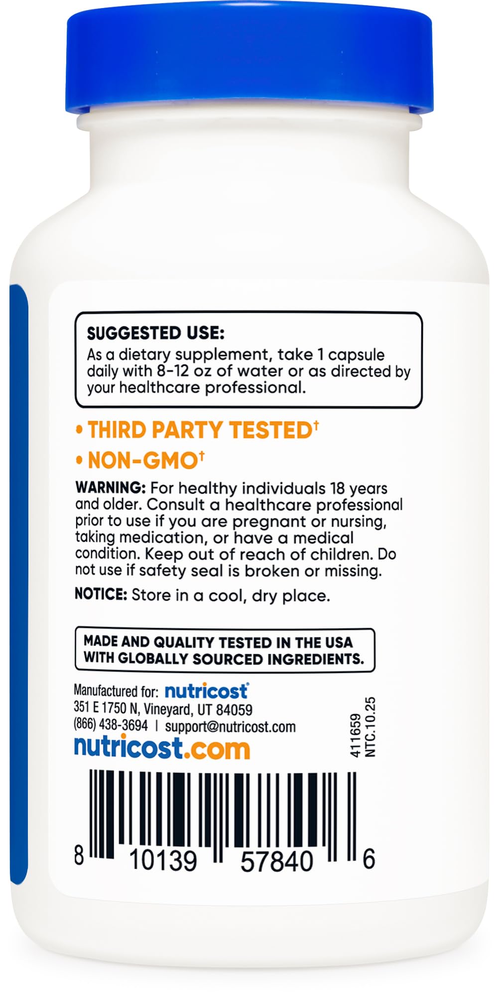 Nutricost Iron (65mg) with Vitamin C (270mg) Capsules, 120 Count