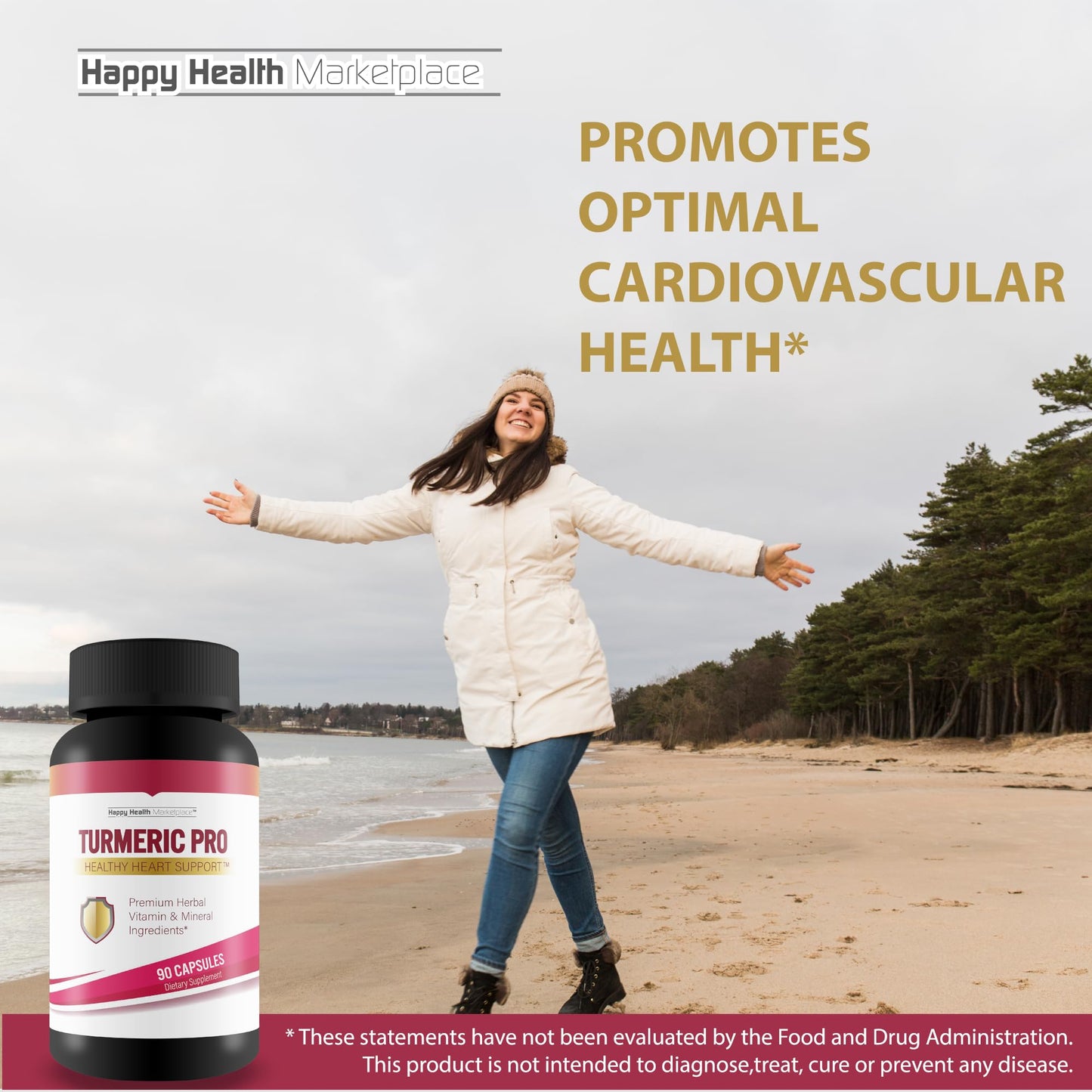 Happy Health Marketplace Gold Turmeric Pro Turmeric Curcumin Capsules, 90 Count