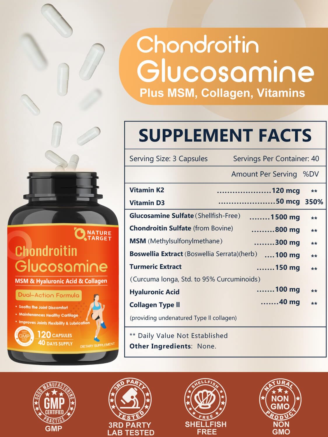 Nature Target Glucosamine Chondroitin MSM Turmeric Capsule 120