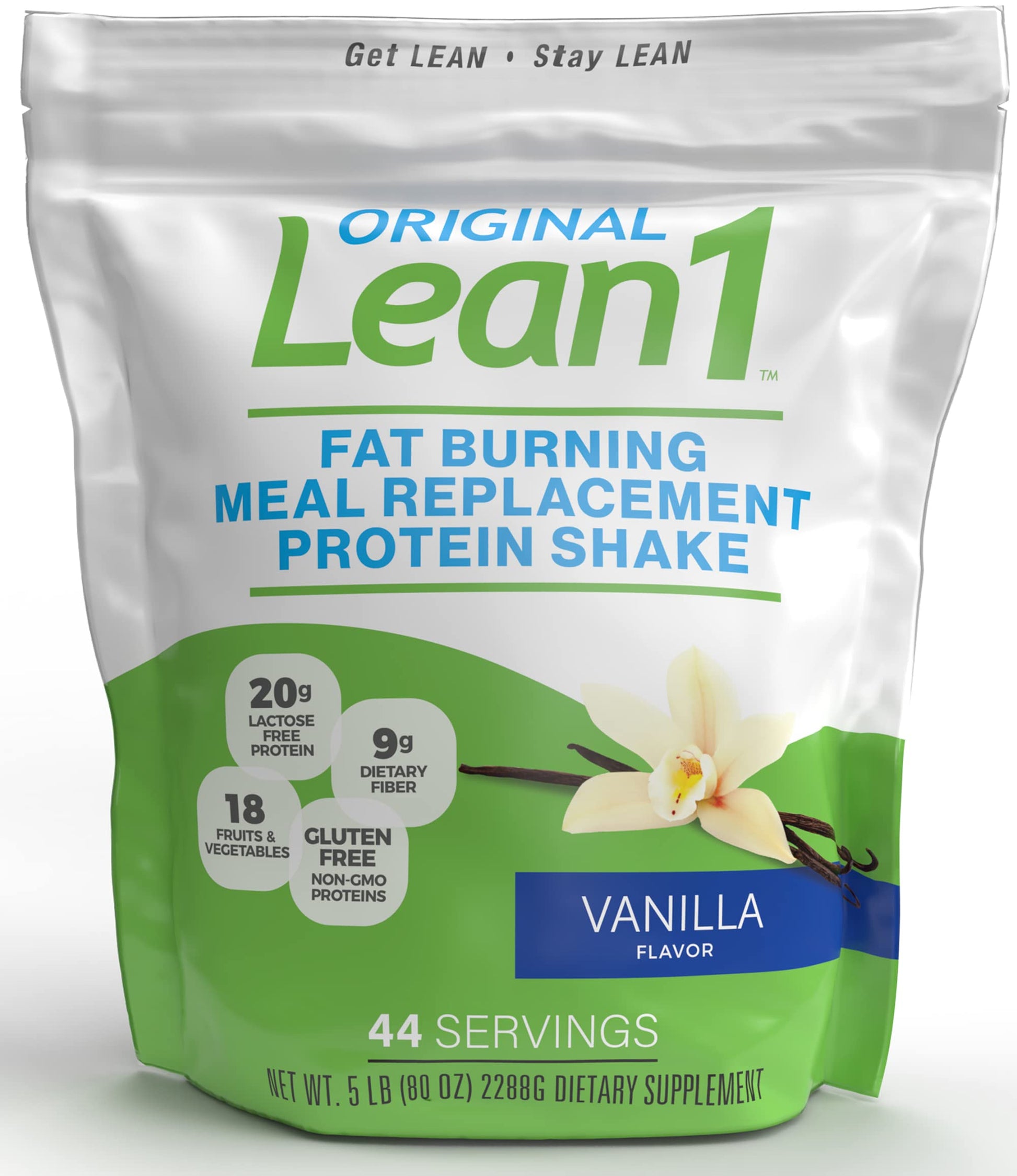 LEAN1 Vanilla Meal Replacement Protein Shake Powder, 80 oz