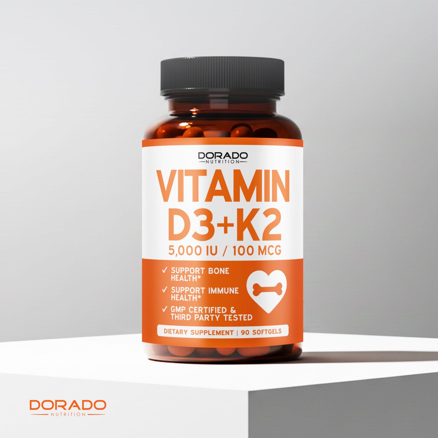 DORADO NUTRITION Vitamin D3 K2 Supplement Softgels 180 Count