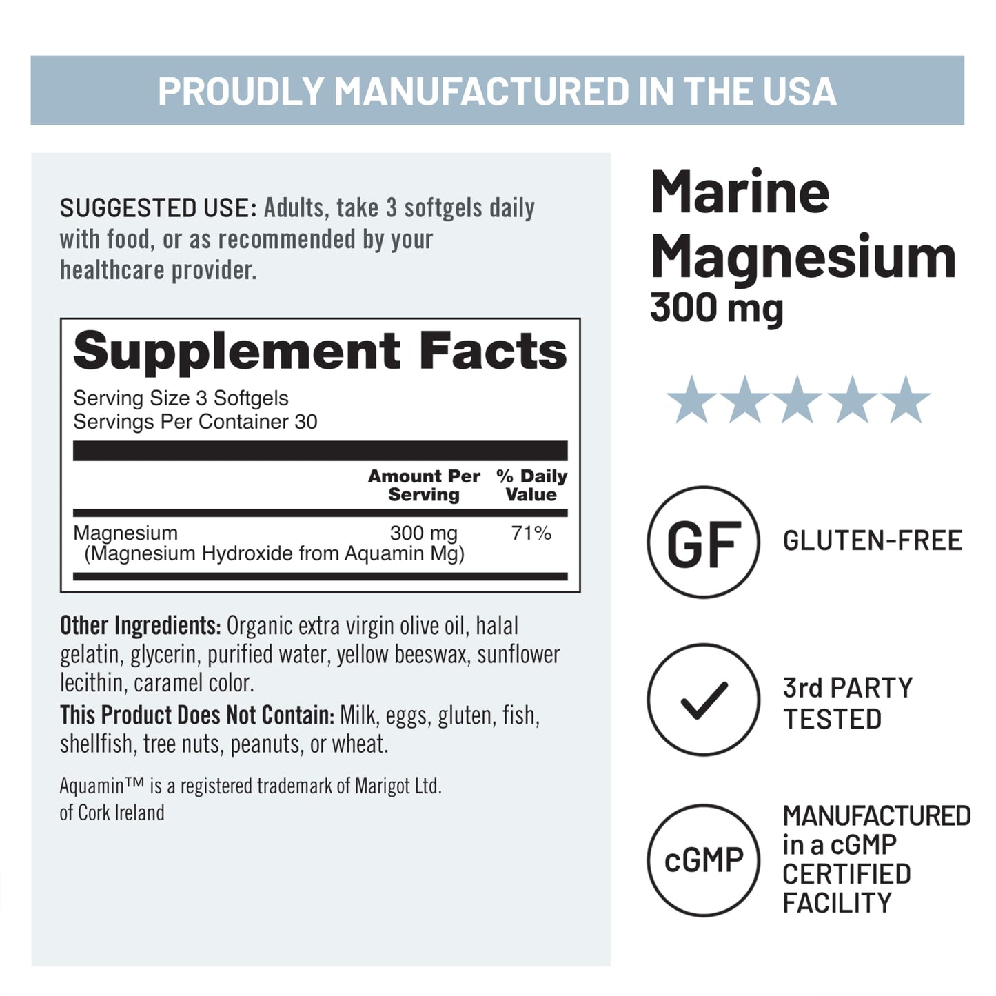 NatureWise High Absorption Marine Magnesium 300mg Softgels 90 Count