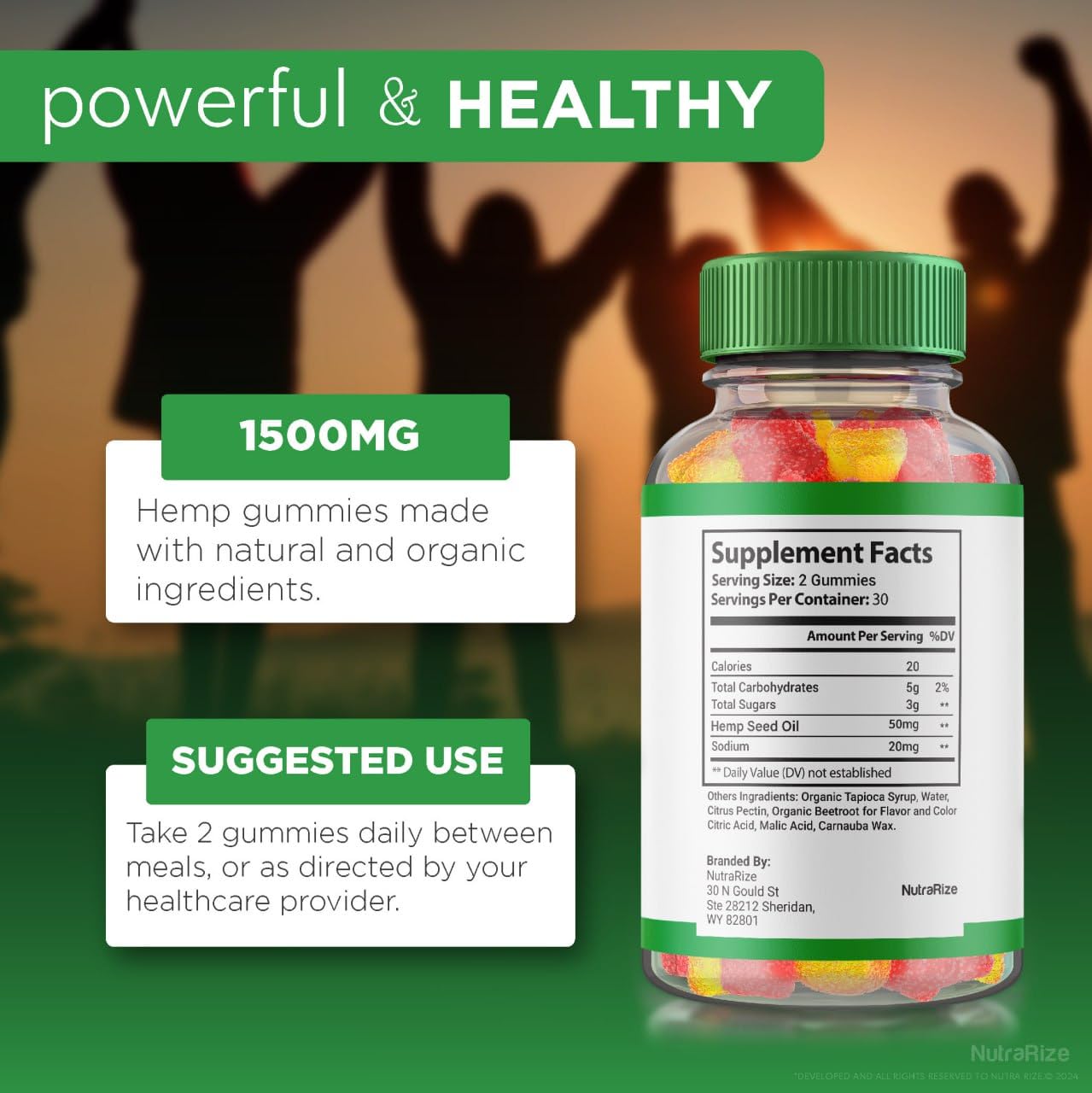 NutraRize Bliss Bites Hemp Gummies, 180 Gummies