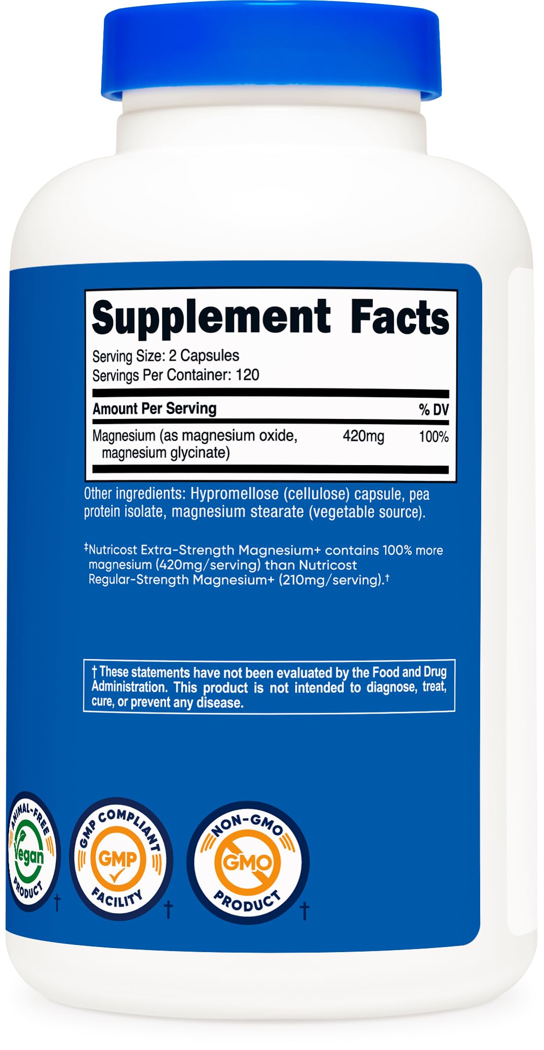 Nutricost Magnesium+ Extra Strength 420mg Capsules, 480 Count