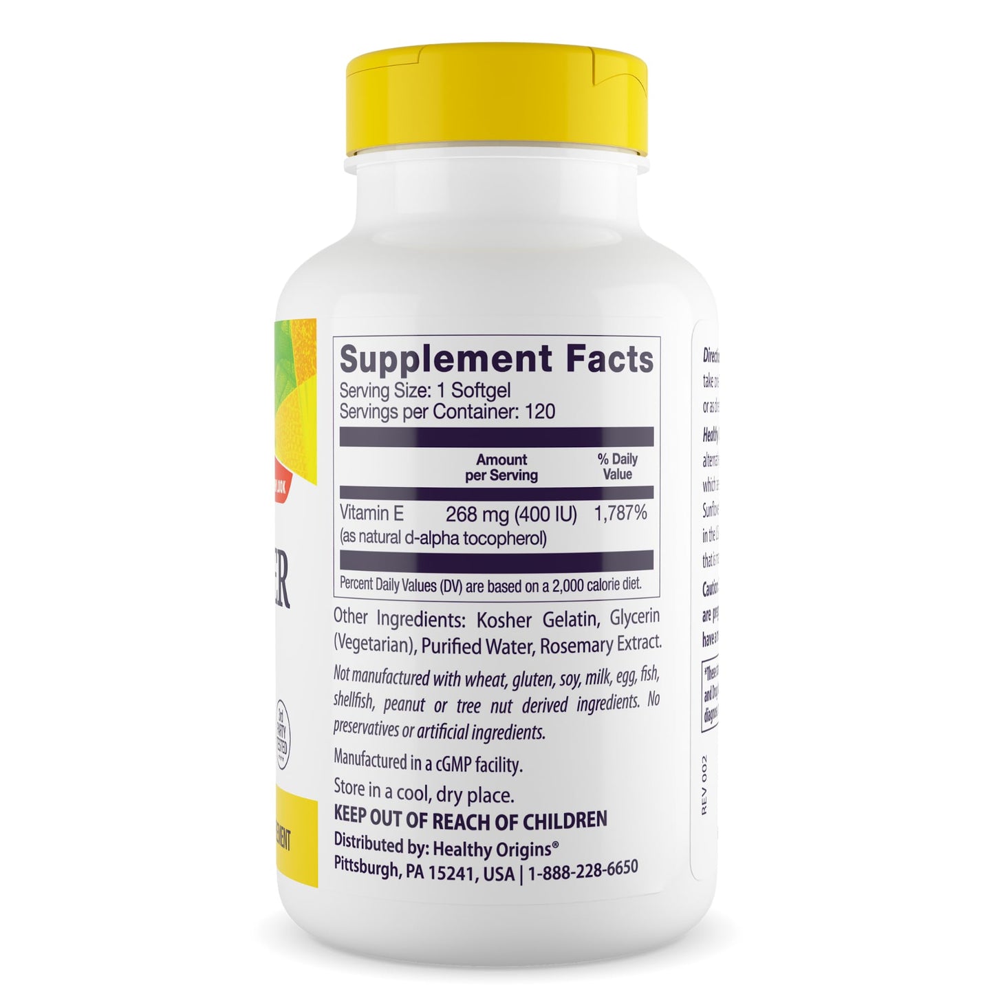 Healthy Origins Sunflower Vitamin E-400 IU Softgel 120