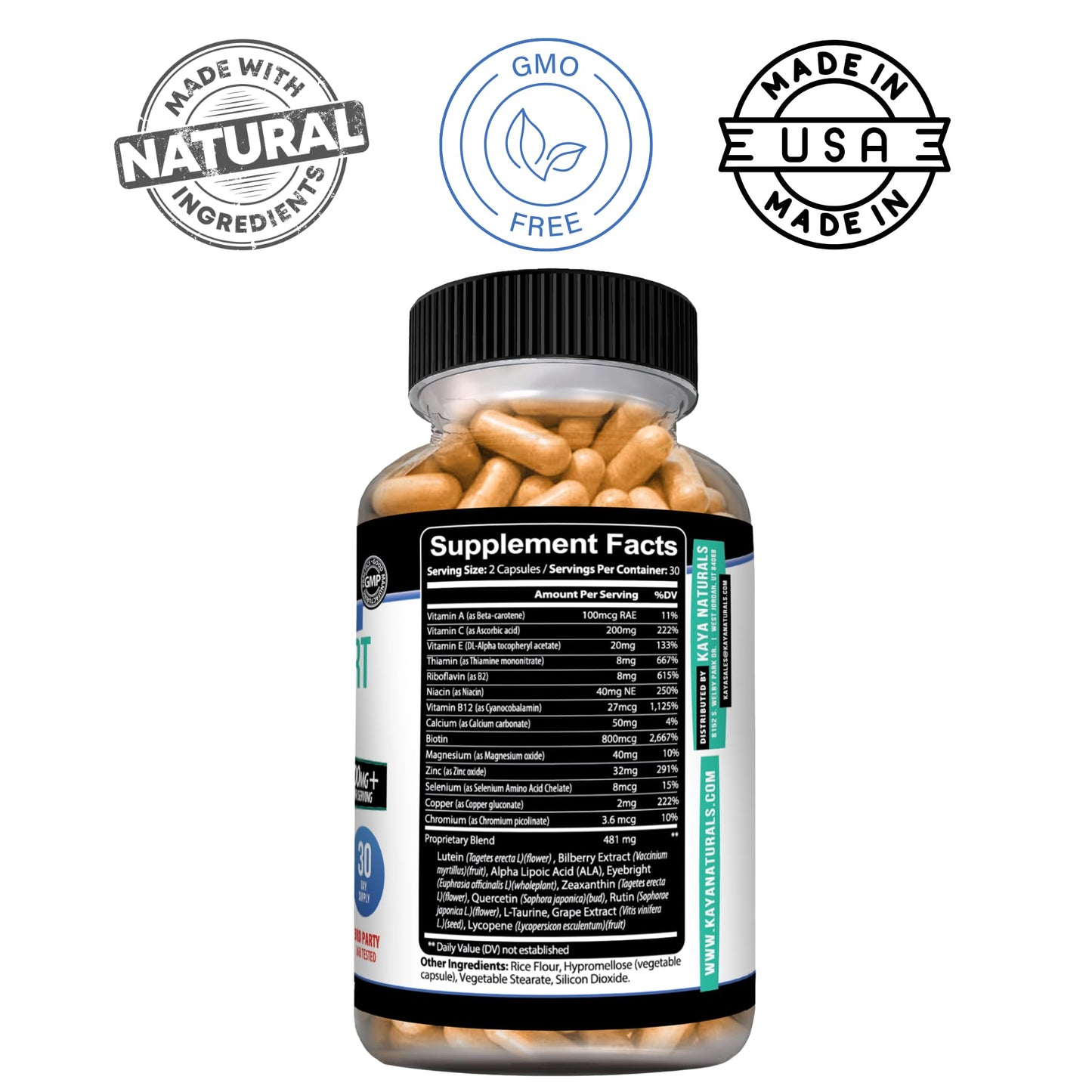 Kaya Naturals Eye Health Supplement Capsules 60 Count