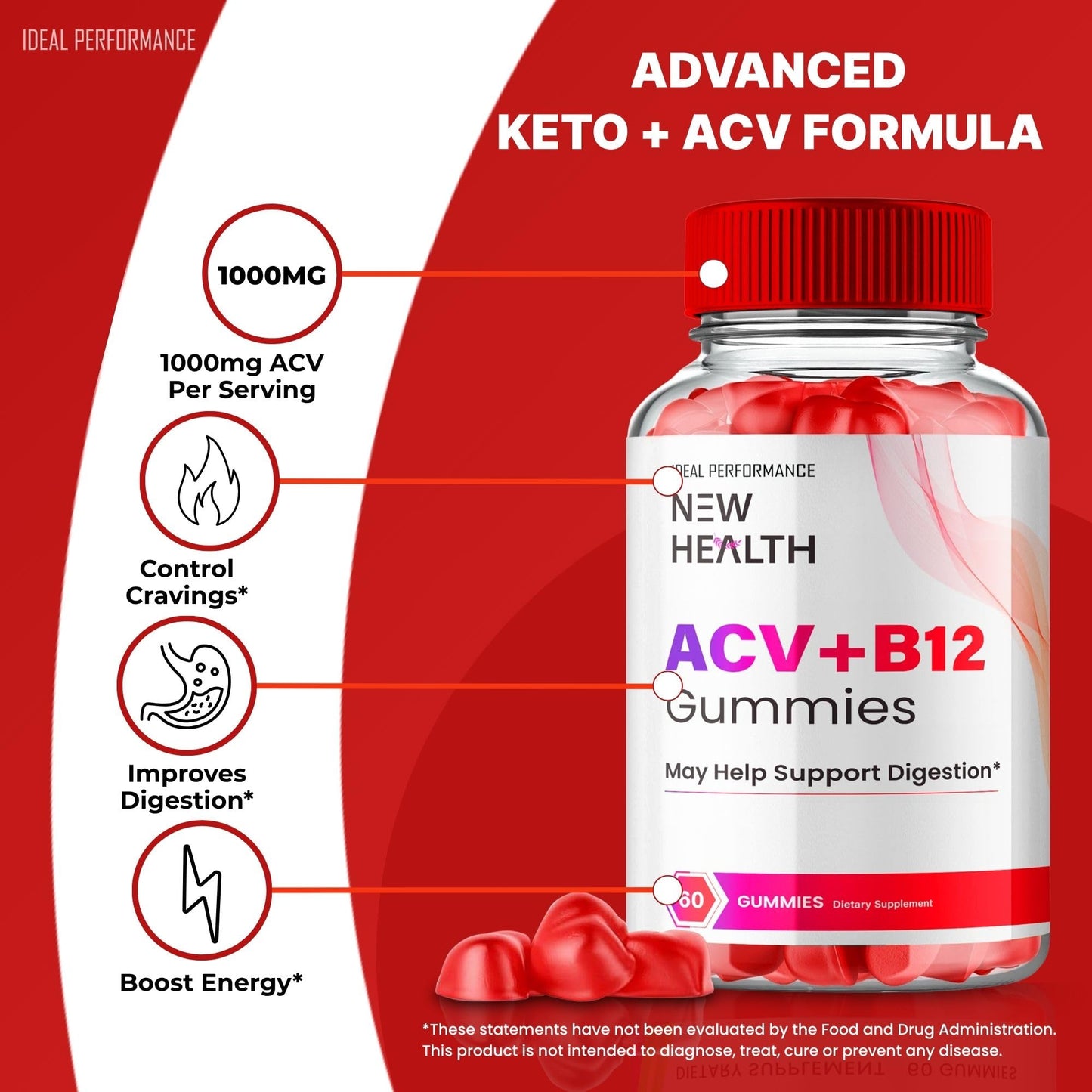 IDEAL PERFORMANCE ACV Keto Gummies, 300 Count