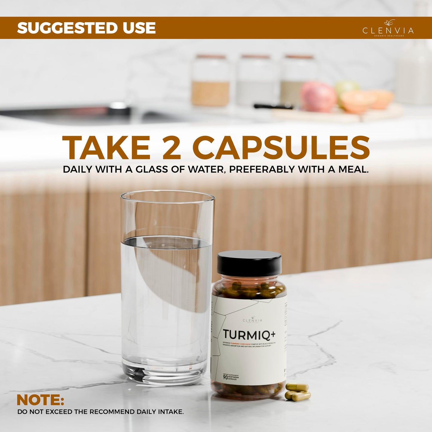 CLENVIA Turmiq Plus Turmeric Curcumin Supplement with Black Pepper 1000mg High-Strength Formula 95% Curcuminoids Capsules, 90 Count