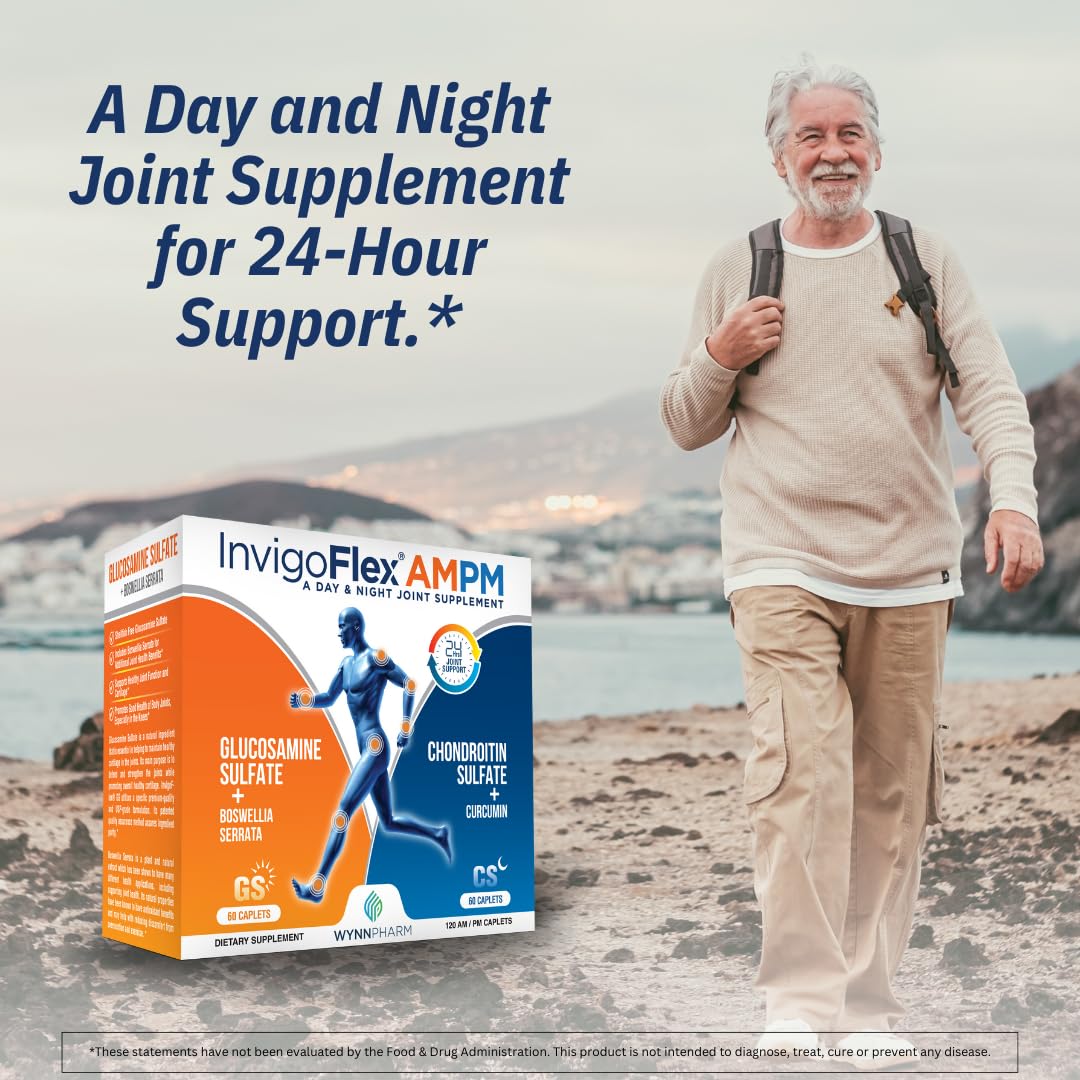 INVIGOFLEX AMPM Glucosamine & Chondroitin Sulfate Turmeric Curcumin Boswellia Serrata Caplets 120