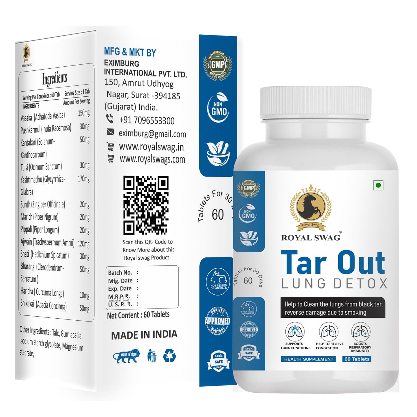 ROYAL SWAG Tar Out Lung Cleanse and Detox Tablet 60 Tablets