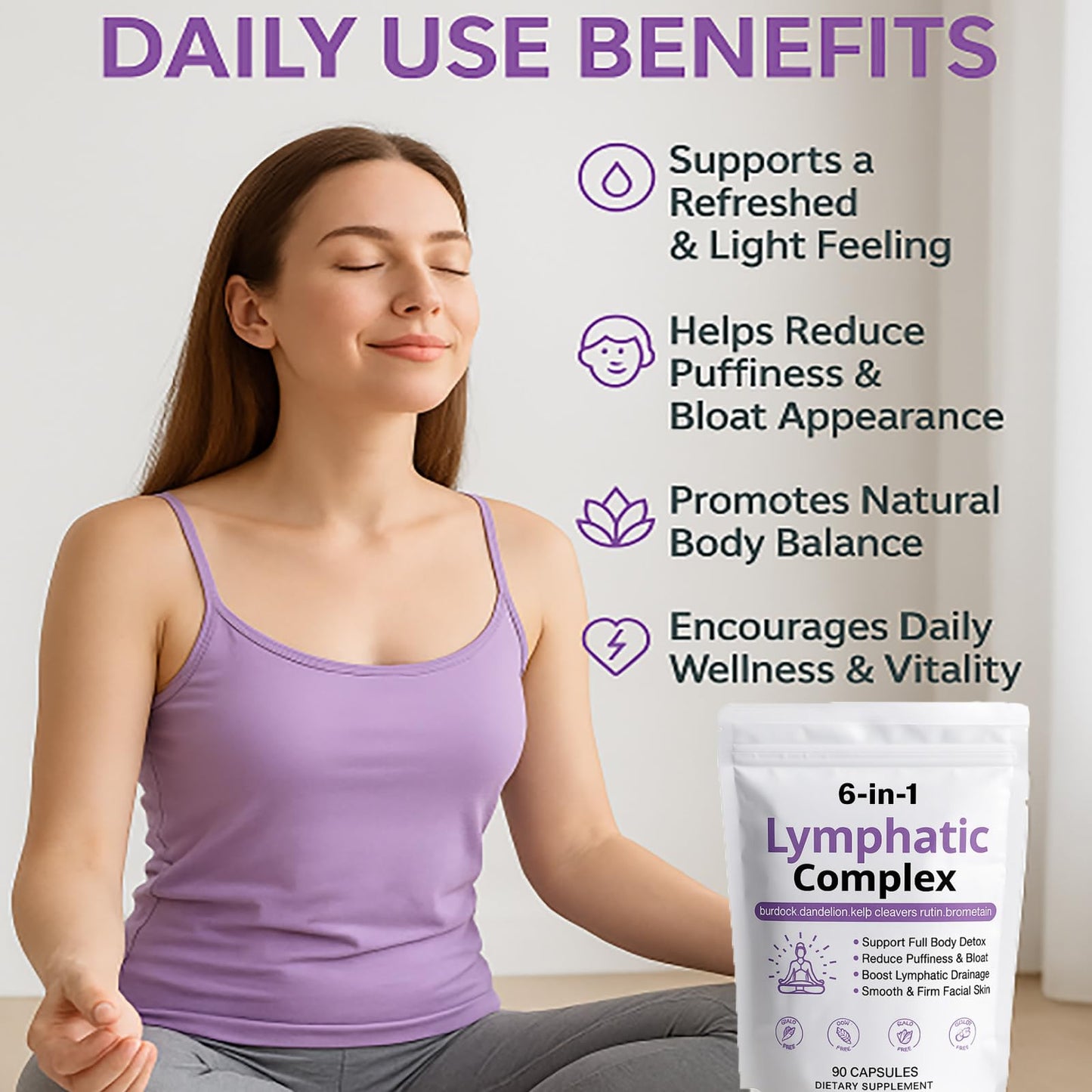 WXDOAU 6-in-1 Lymphatic Complex Capsules, 1 Count