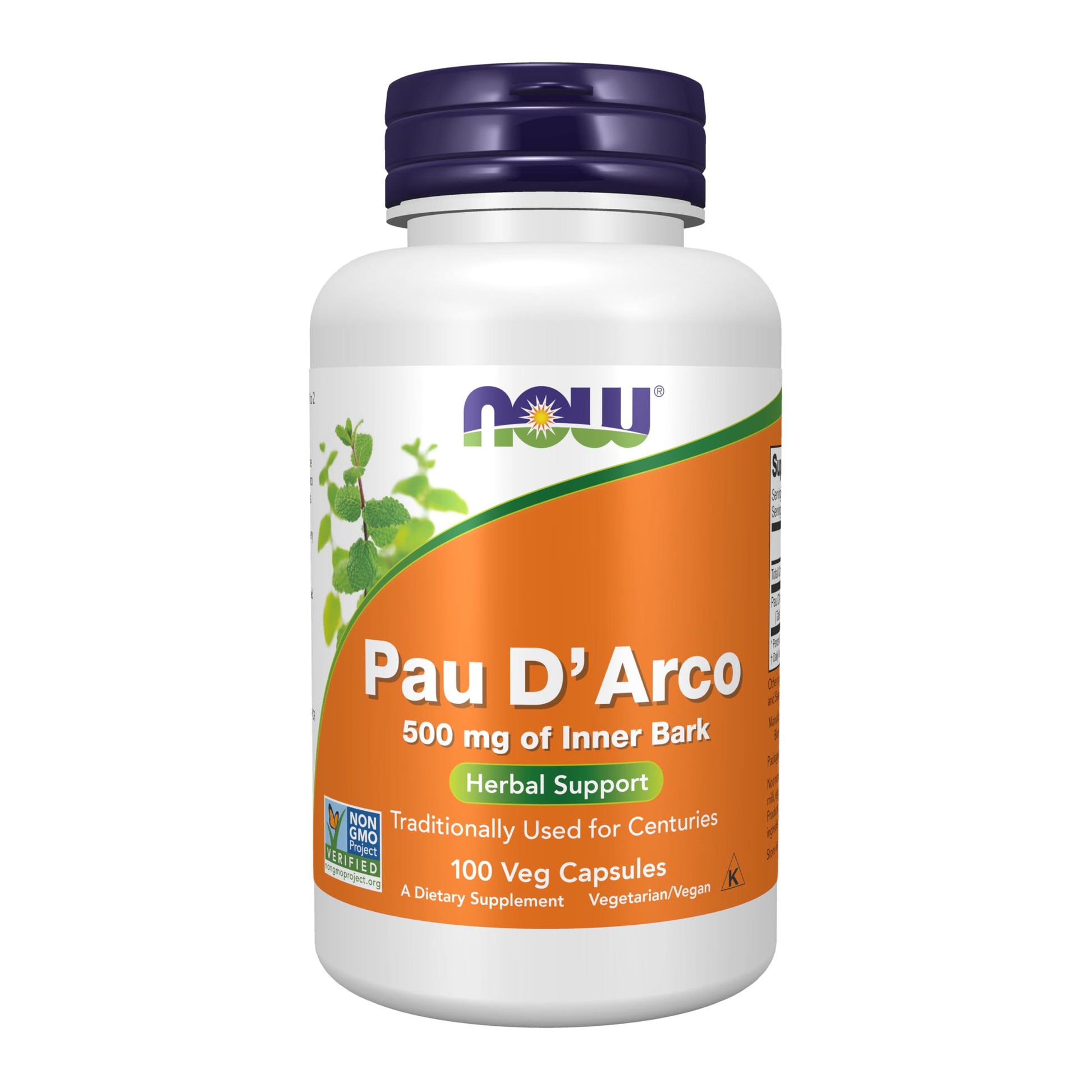 NOW Foods Pau D'Arco (Tabebuia heptaphylla) 500 mg, 100 Veg Capsules