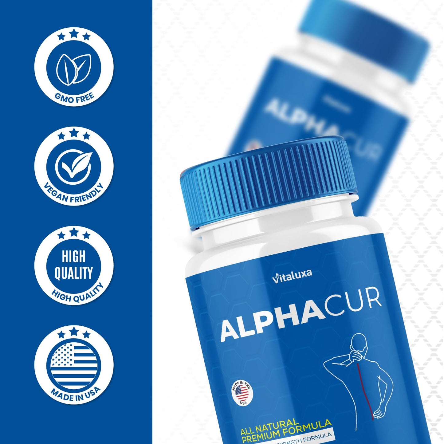 Vitaluxa Alphacur for Neuropathy Nerve Support Capsules, 120 Capsules