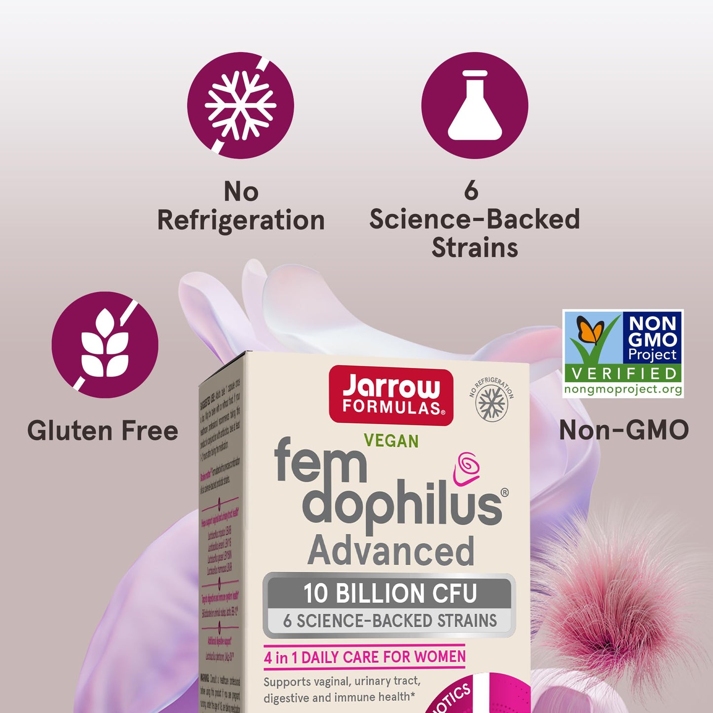 Jarrow Formulas Fem-Dophilus Advanced Probiotics 10 Billion CFU with 6 Science-Backed Strains, 360 Capsules