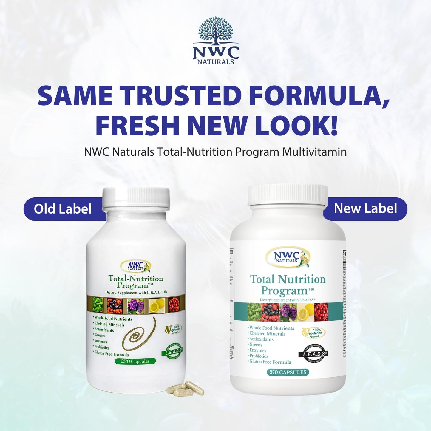 NWC Naturals Total-Nutrition Program Multivitamin with Enzymes Plus Prebiotics and Probiotics, Complete Care for Men and Women, Vegetarian Natural Whole Food Vitamins, 270 Capsules