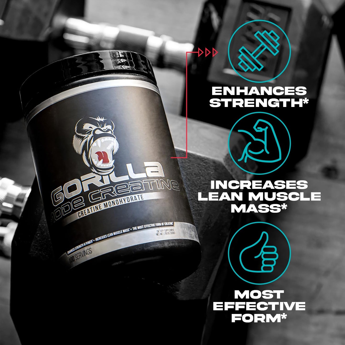 Gorilla Mind Creatine Monohydrate Micronized Powder, 100 Servings