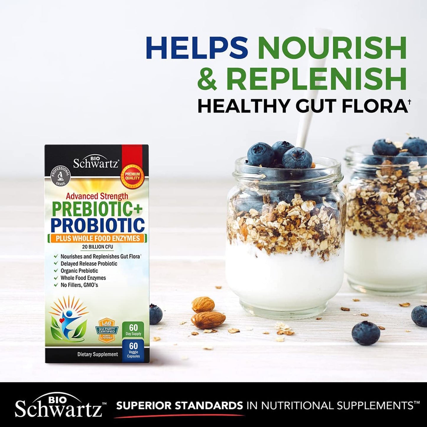 BioSchwartz Super Greens Powder with Probiotics, Prebiotics and Digestive Enzymes, 30 Servings