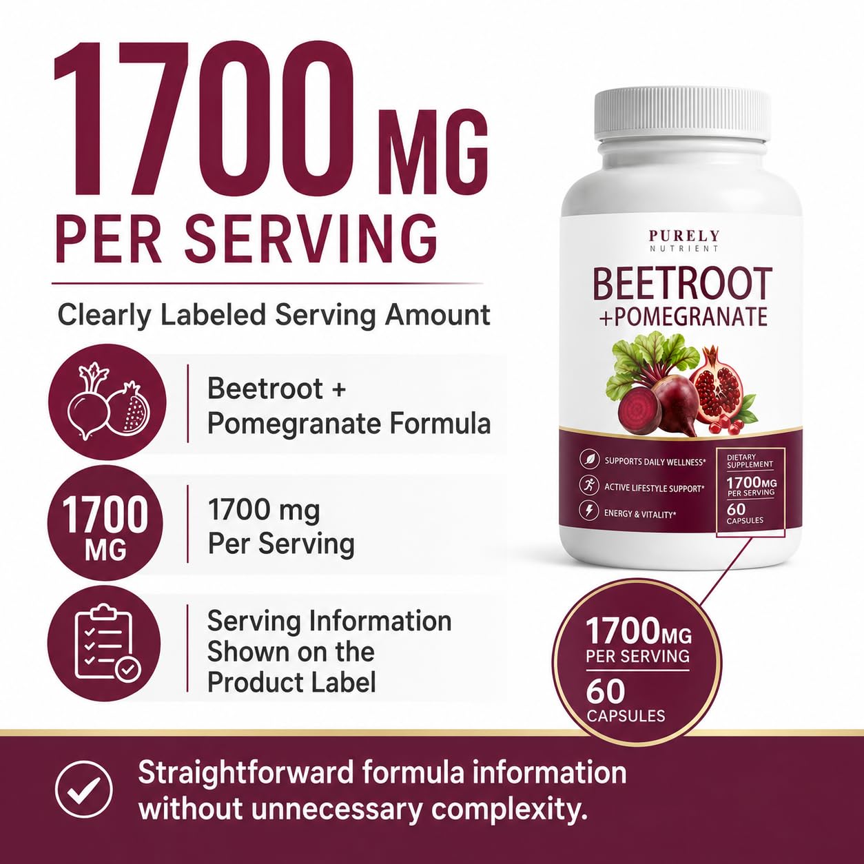 clnse Purely Nutrient Beetroot + Pomegranate 60 Capsules